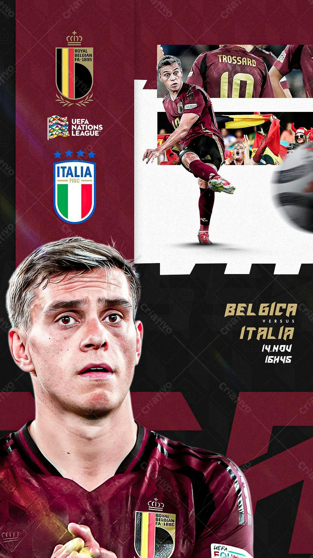Flyer Bélgica x Itália PSD Editável