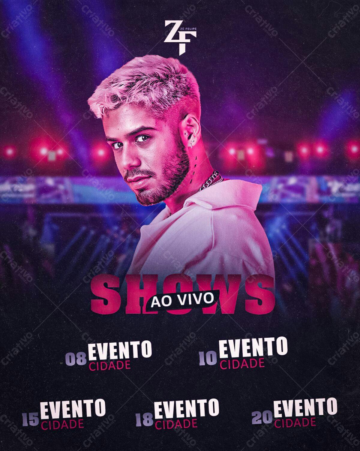Flyer Shows ao Vivo ZC Felipe PSD Editável