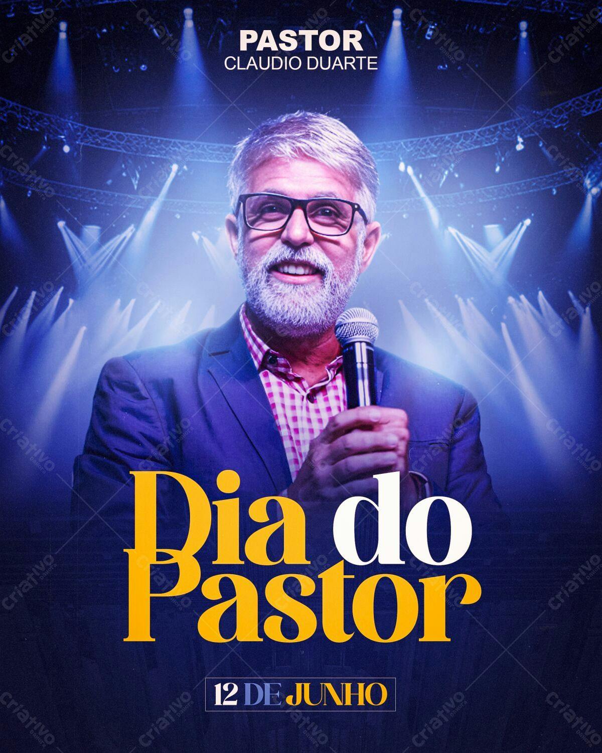 Flyer Dia do Pastor PSD Editável