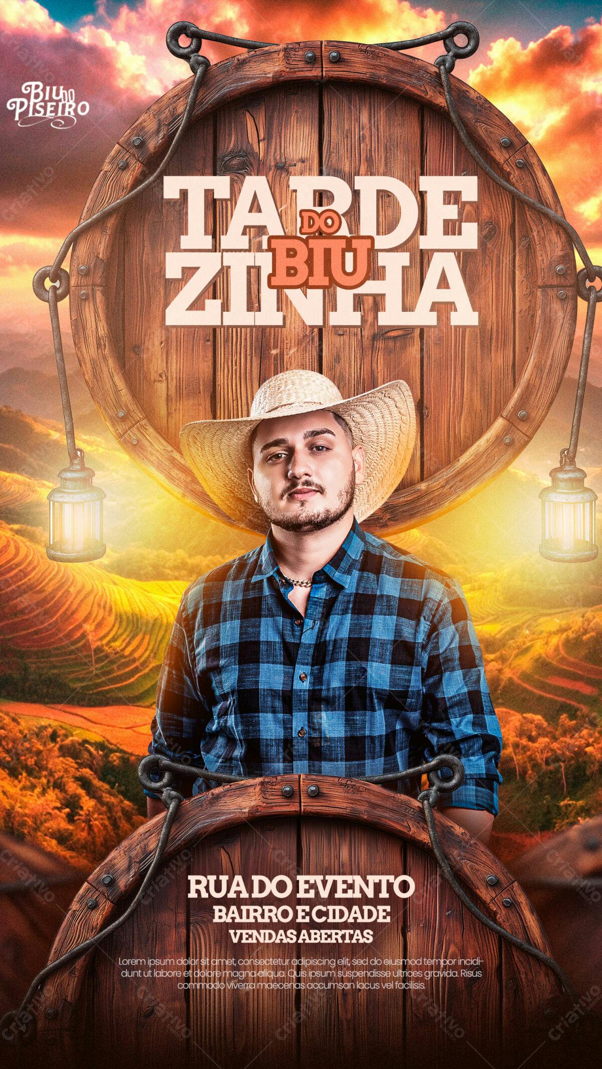 Flyer Tarde do Biú Zinha PSD Editável