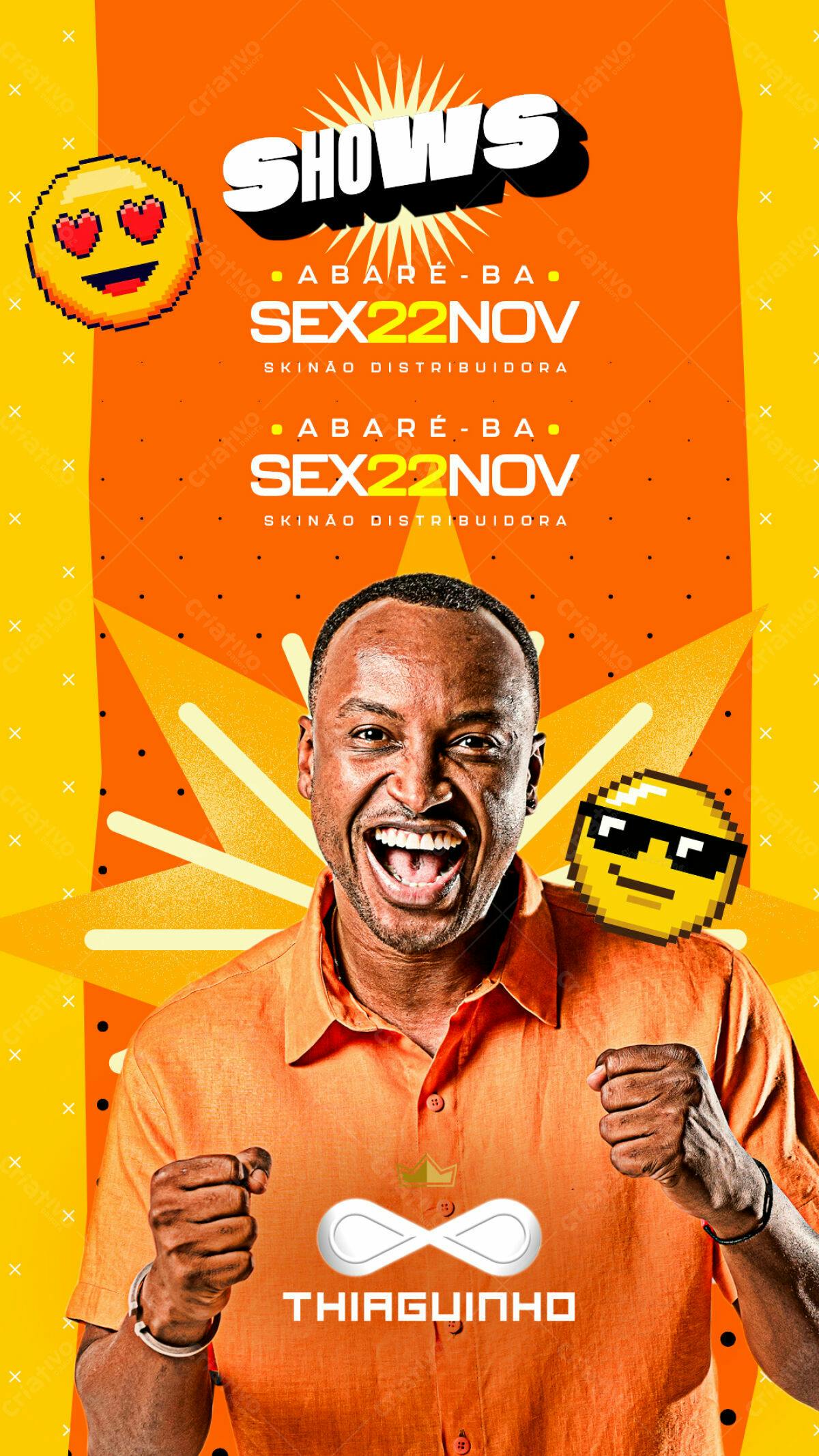 Flyer para Shows do Thiaguinho em A Baré-BA PSD Editável