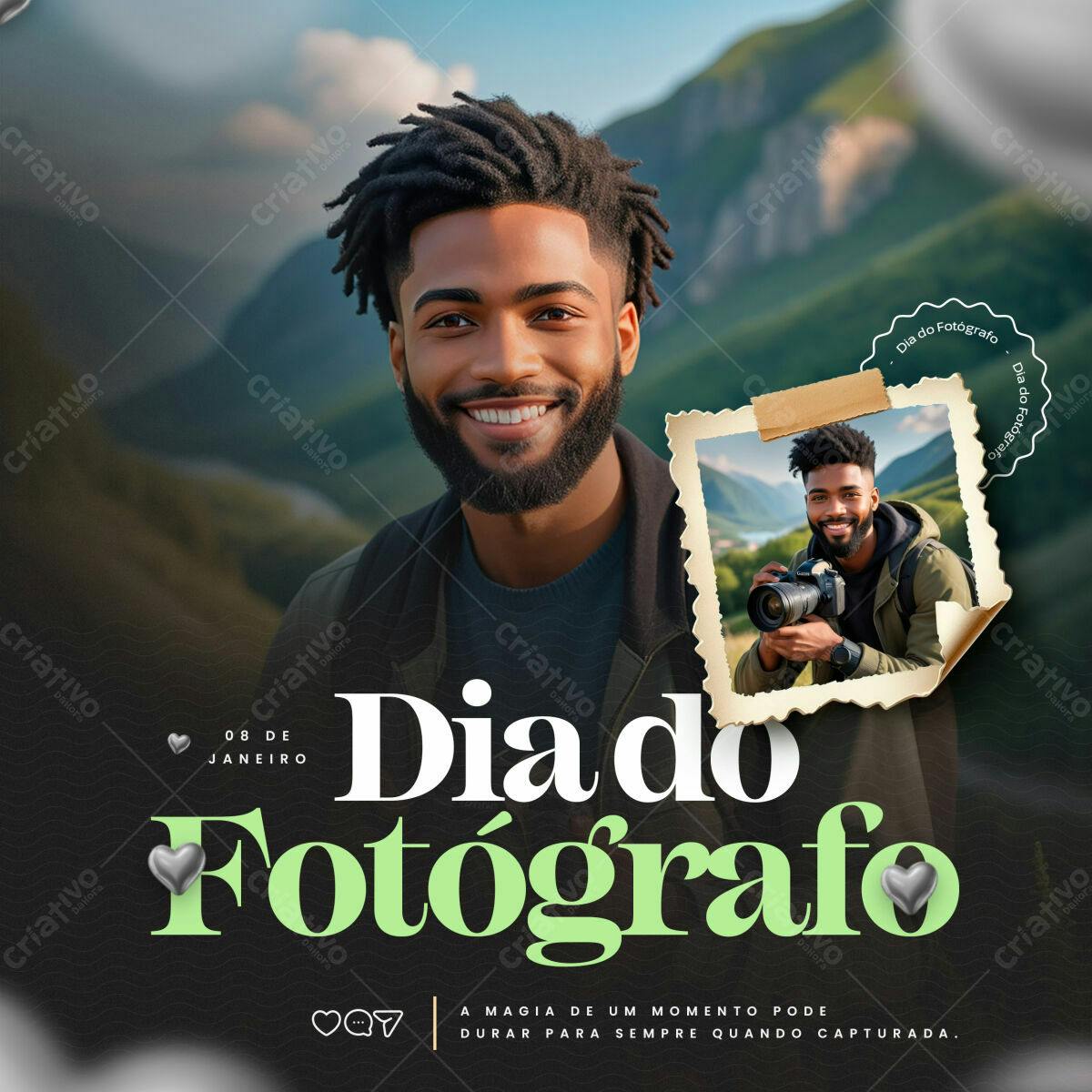 Flyer Dia do Fotógrafo PSD Editável