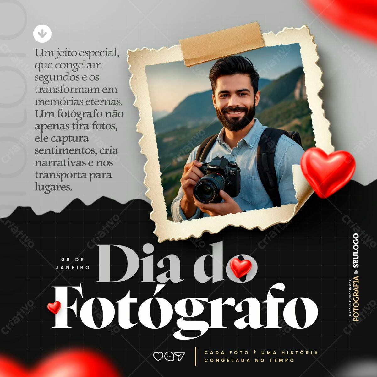 Post para o Dia do Fotógrafo PSD Editável