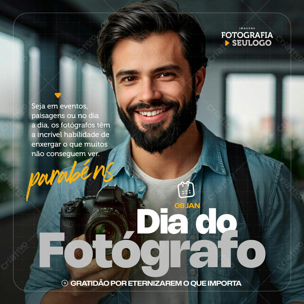 Post para o Dia do Fotógrafo PSD Editável