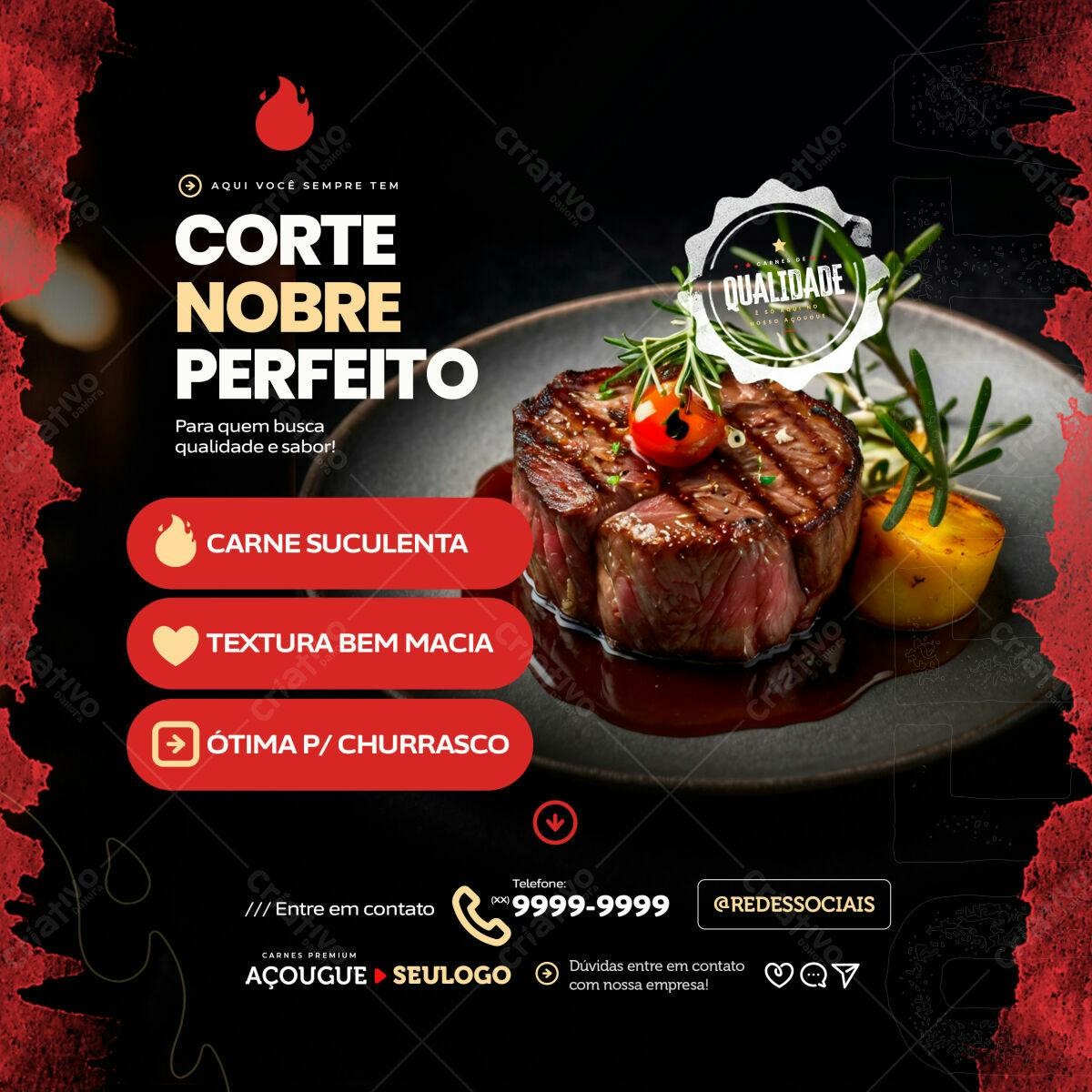 Post para Churrascaria PSD Editável