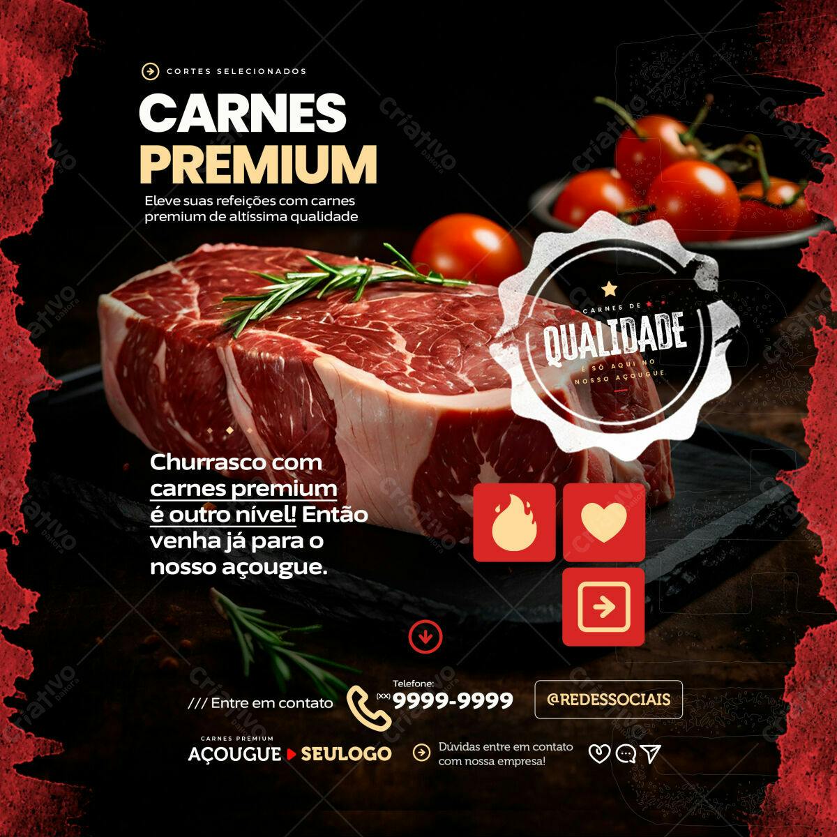 Post para Açougue Carnes Premium PSD Editável