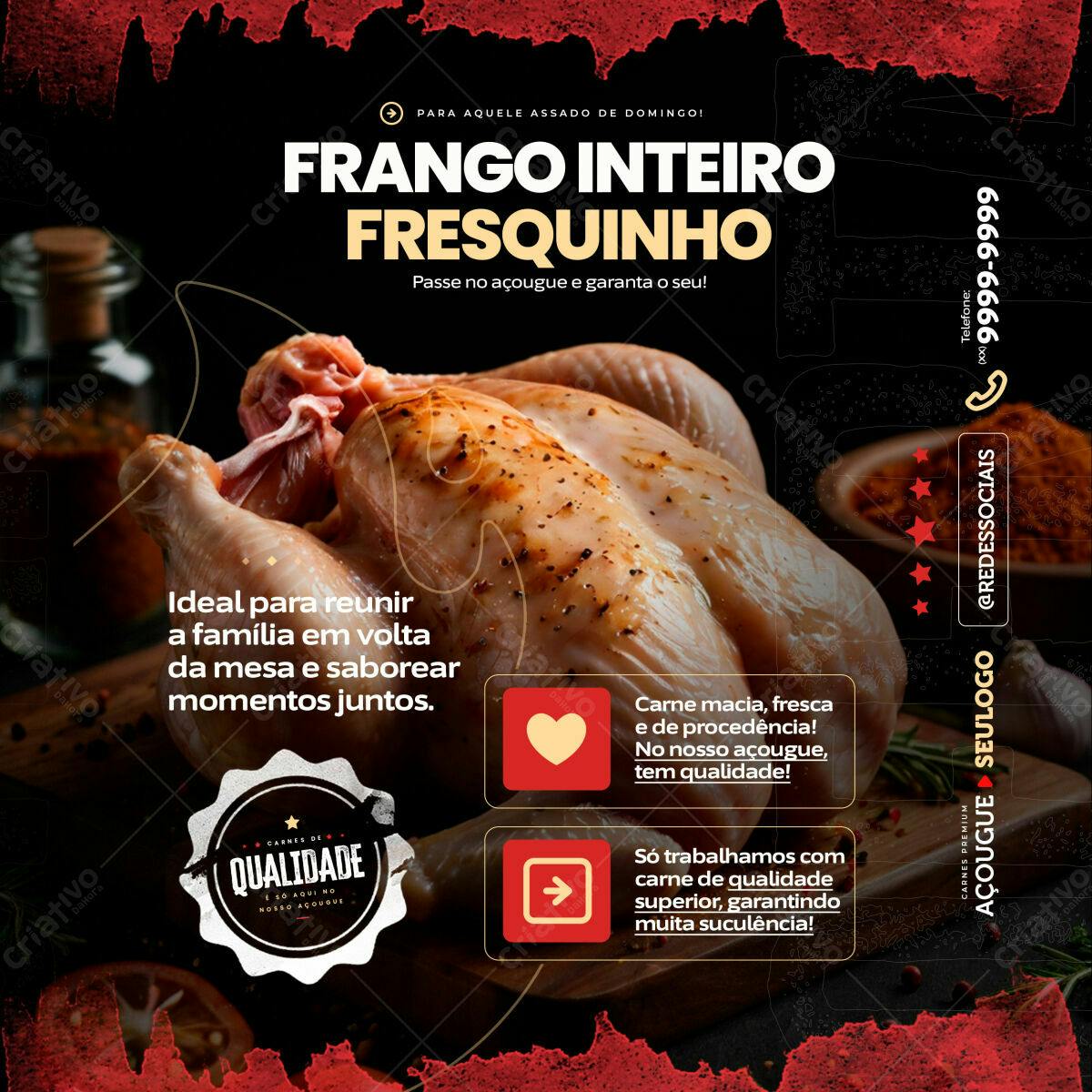 Flyer Frango Assado Domingo PSD Editável