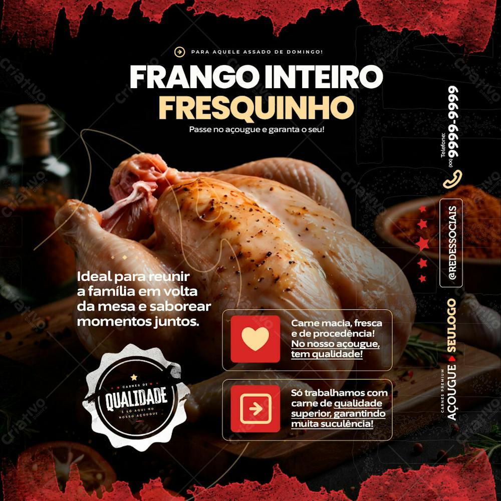 Frango Inteiro Fresquinho, Ideal Para Reunir A Família No Domingo