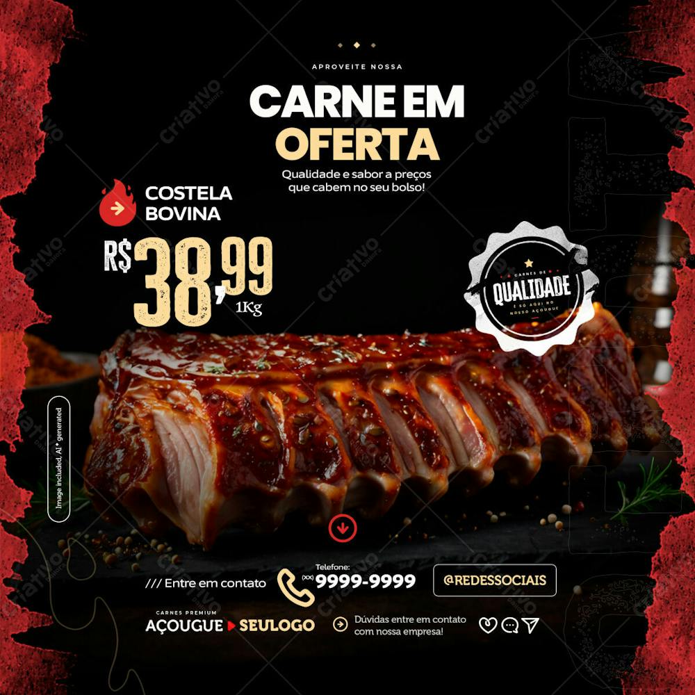 Carne Em Promoção De Costela Bovina, Aproveite As Ofertas No Açougue