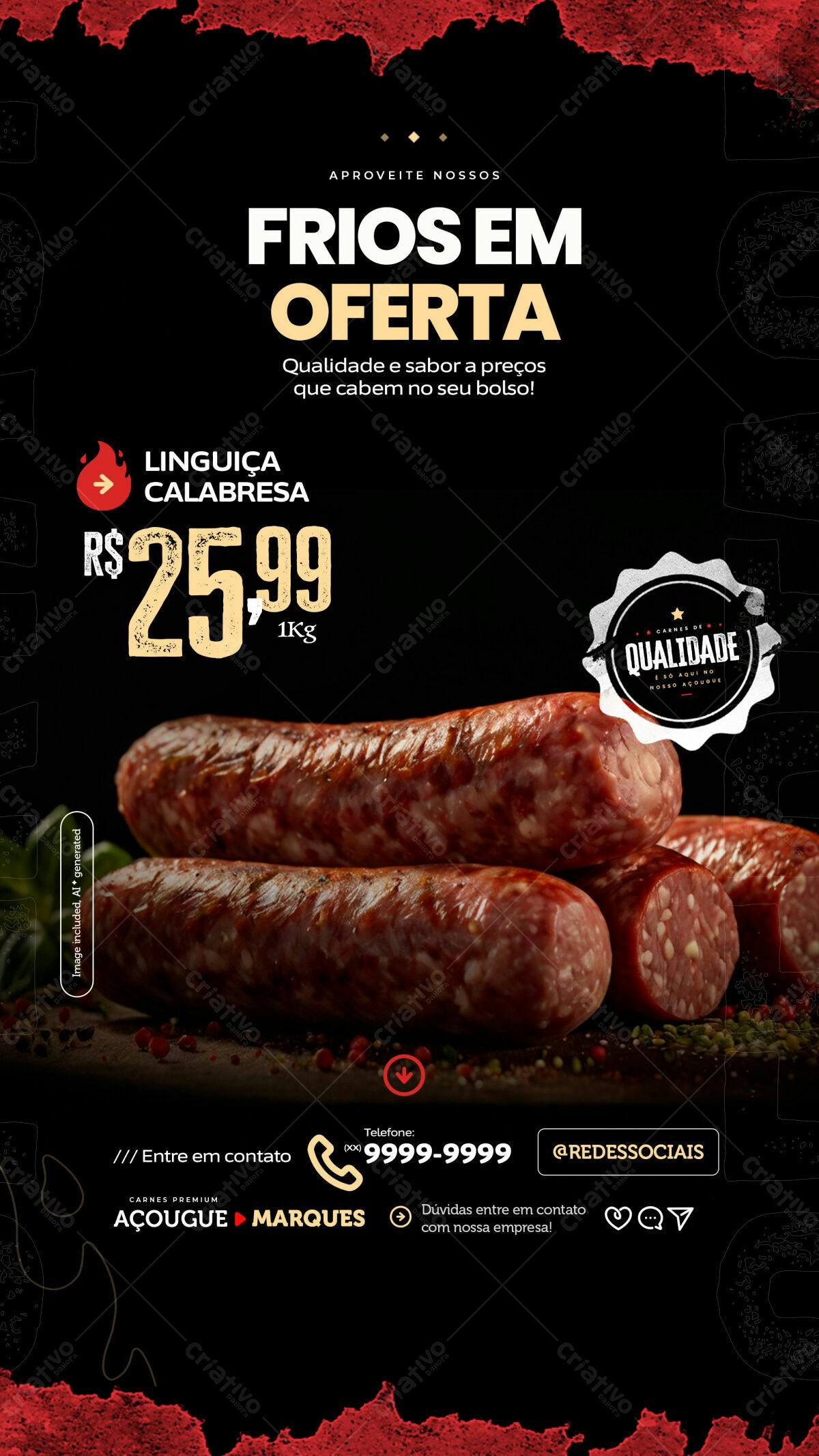 Flyer para Promoção de Linguiça Calabresa PSD Editável