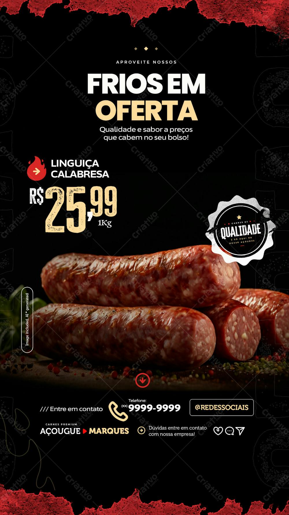 Frios Com Promoção É Aqui, Linguiça Calabresa Em Um Preço Super Especial No Açougue