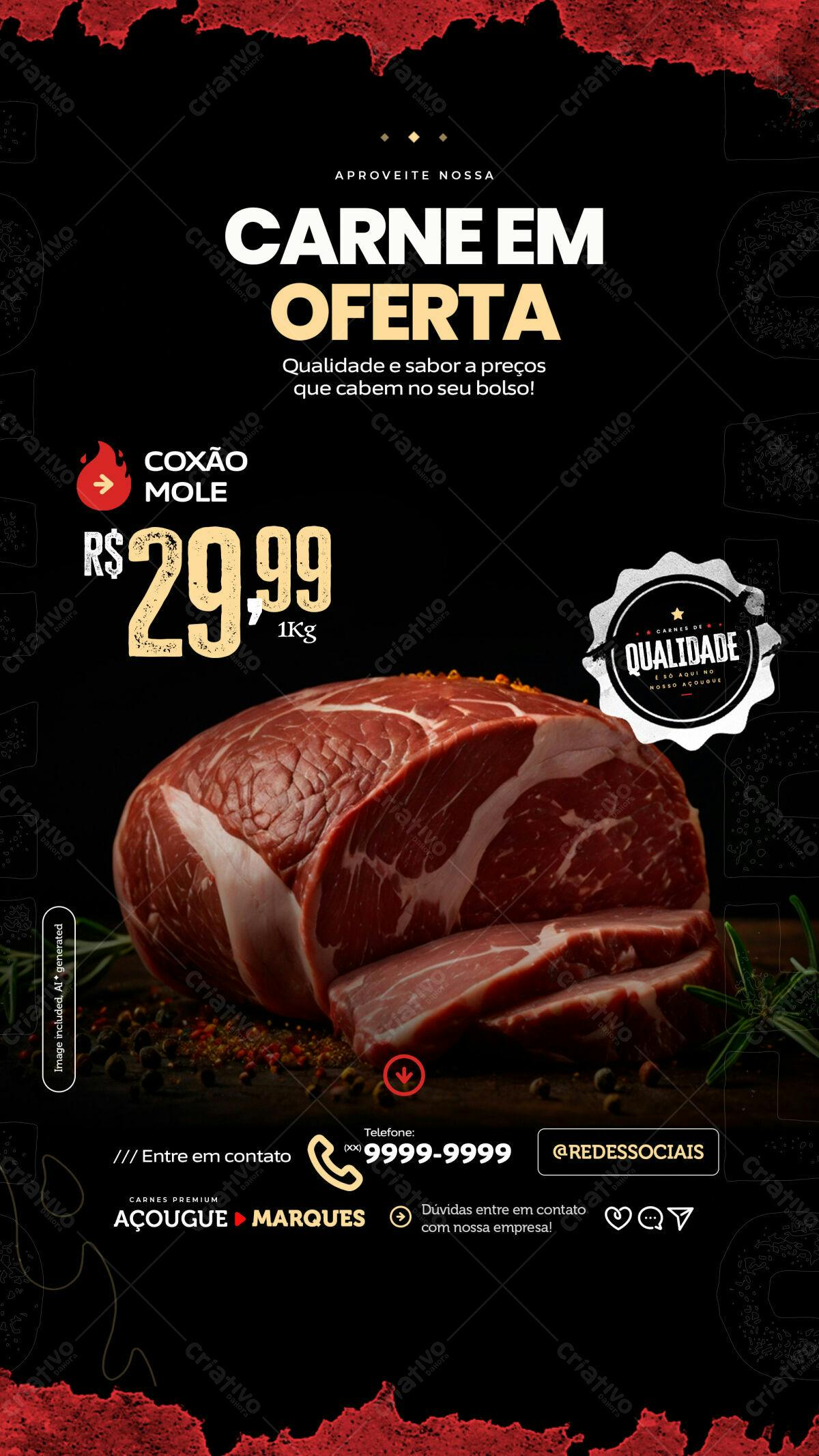 Flyer para Oferta de Carne PSD Editável