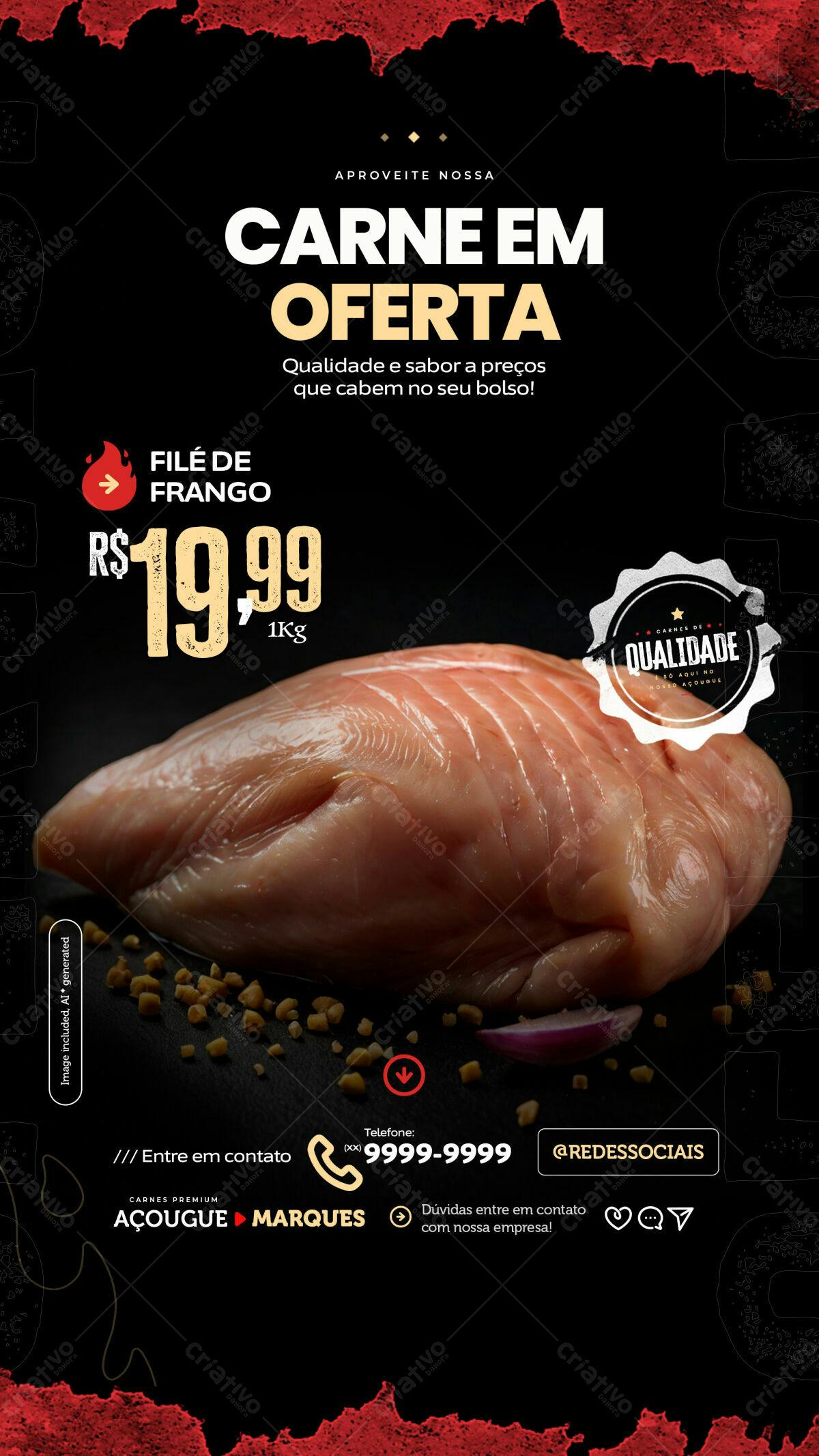 Flyer Oferta de Carne PSD Editável