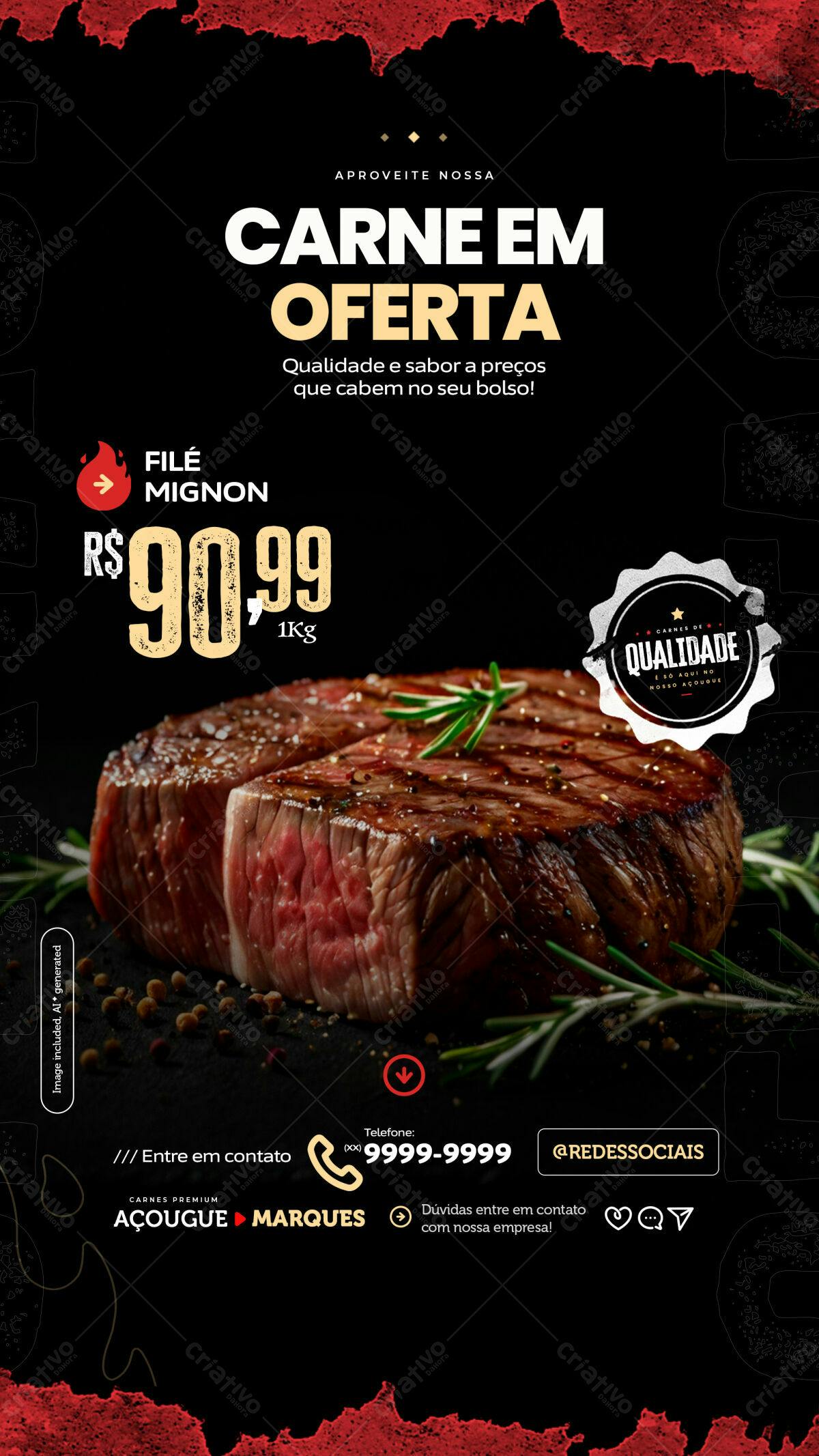 Flyer para Oferta de Carne PSD Editável