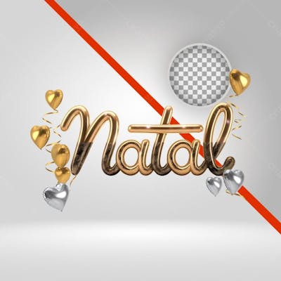 Texto 3D Natal Dourado, Balões, Elemento Png, Letra Ouro