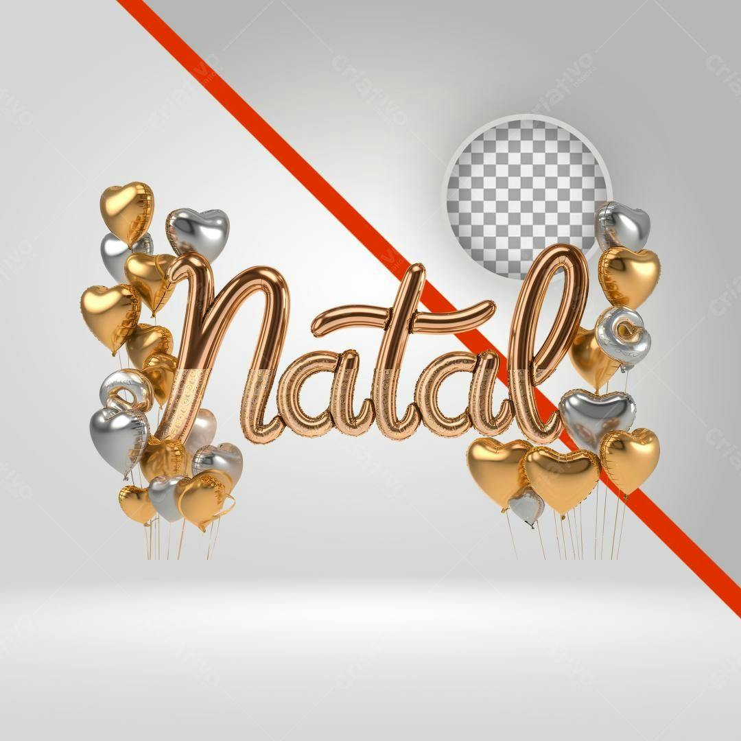 Icone Natal Balões Dourados e Prateados PNG com fundo transparente