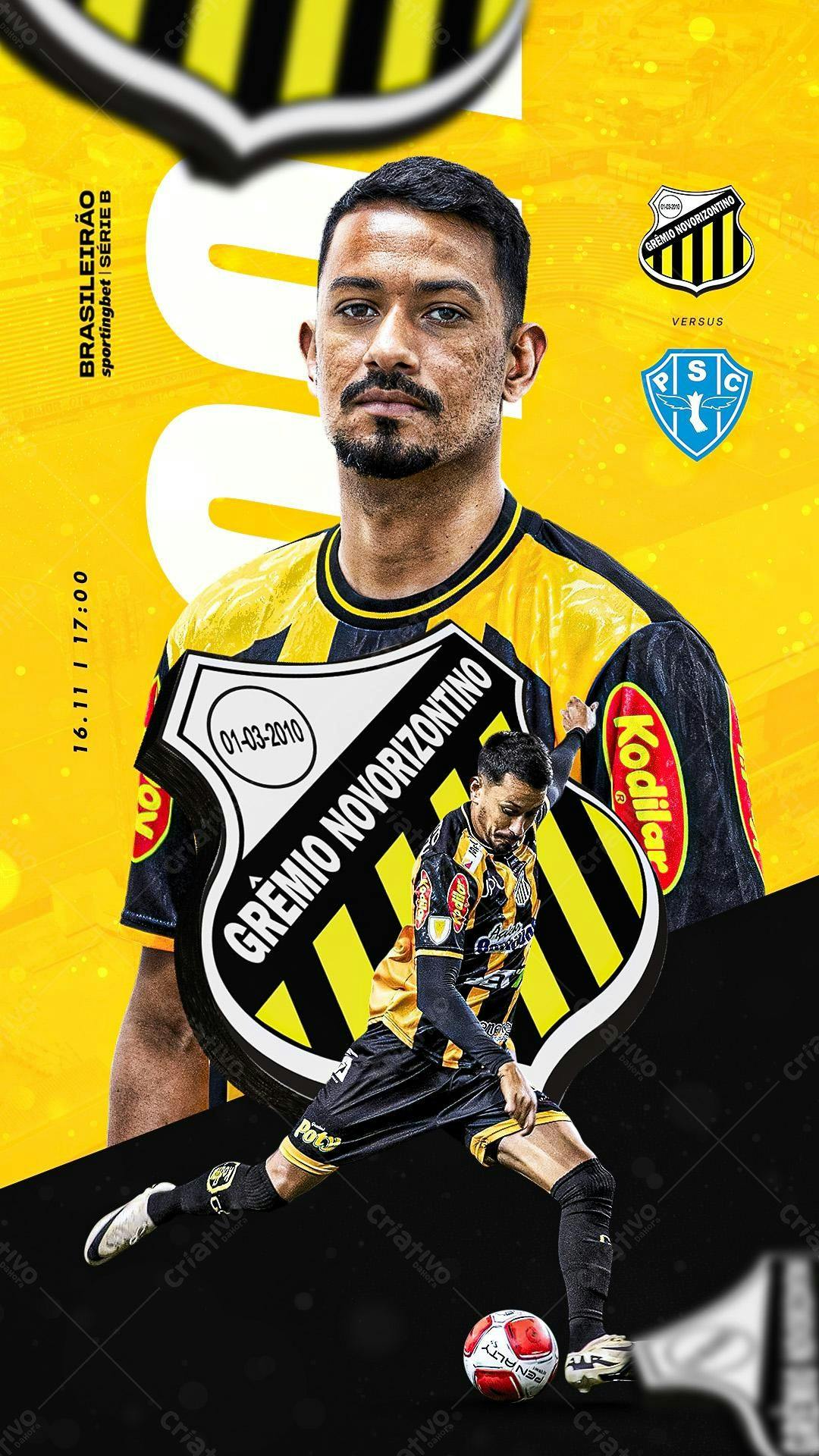 Flyer Futebol Grêmio Novorizontino PSD Editável