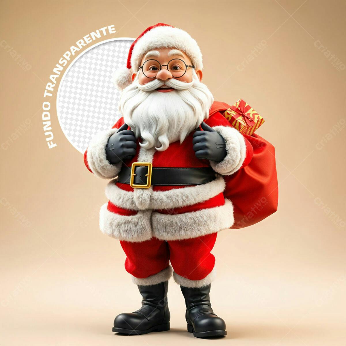 PSD Papai Noel Natalino para Mockup de Fundo Transparente