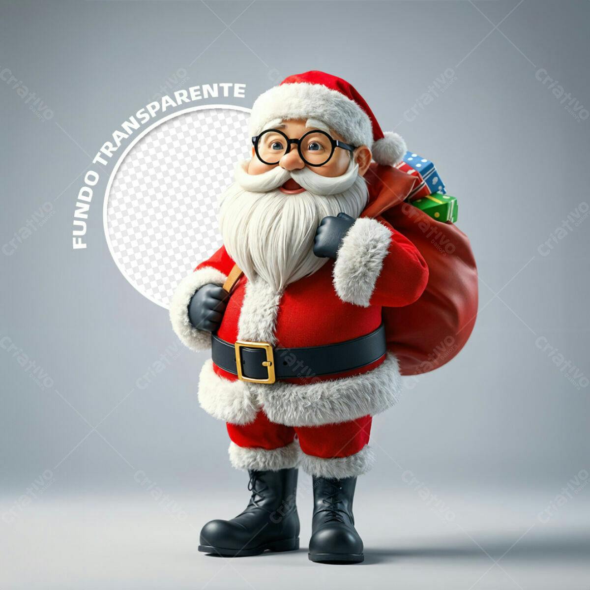 PSD Papai Noel Natalino com Fundo Transparente Editável