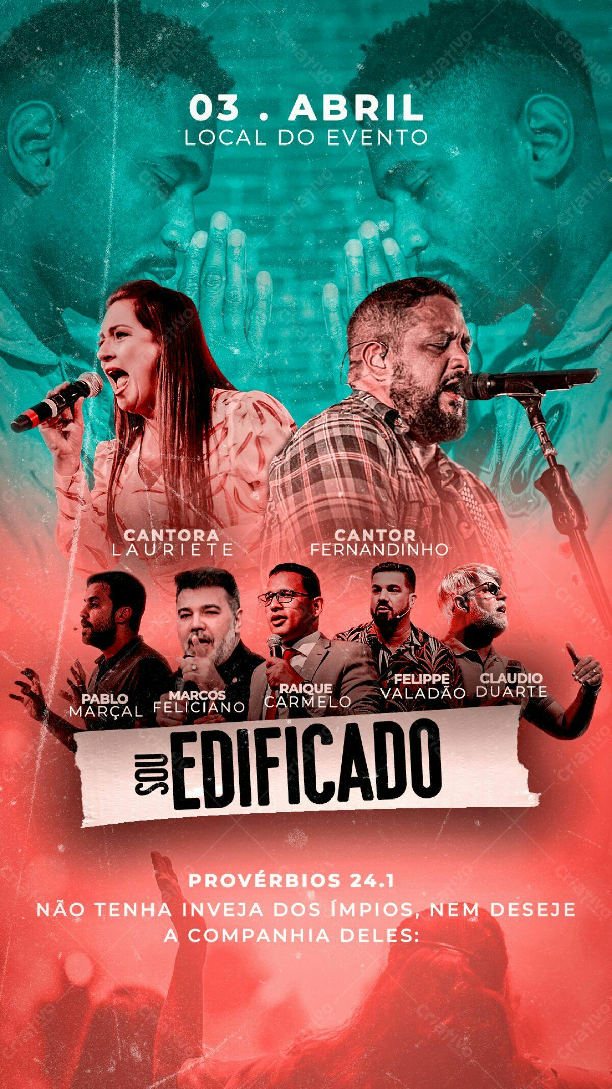Flyer para Evento Gospel "Só Edificado" PSD Editável