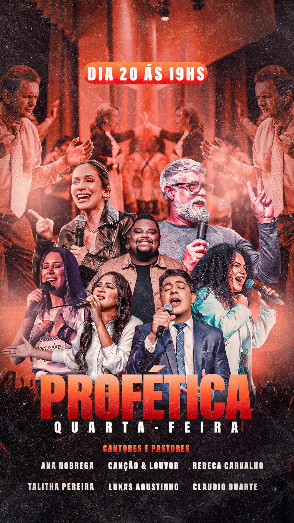 Flyer para Evento Gospel Quarta-Feira Profética PSD Editável
