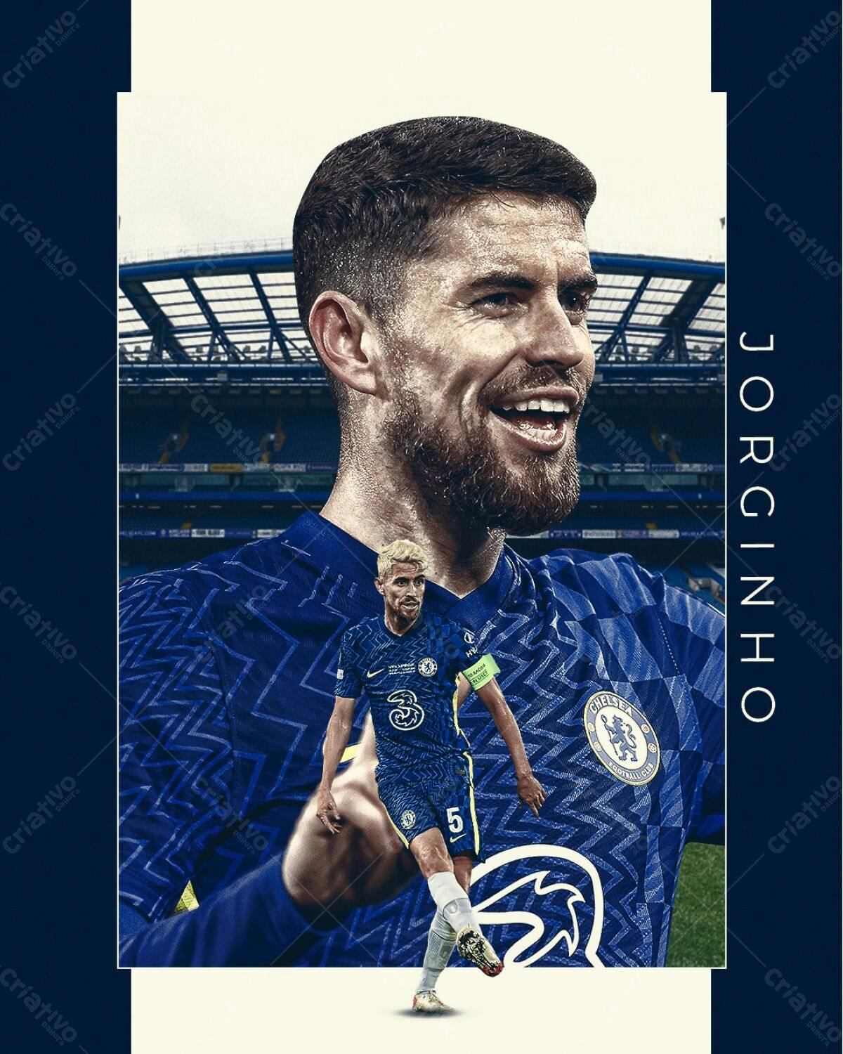 Poster Jogador de Futebol Jorginho PSD Editável