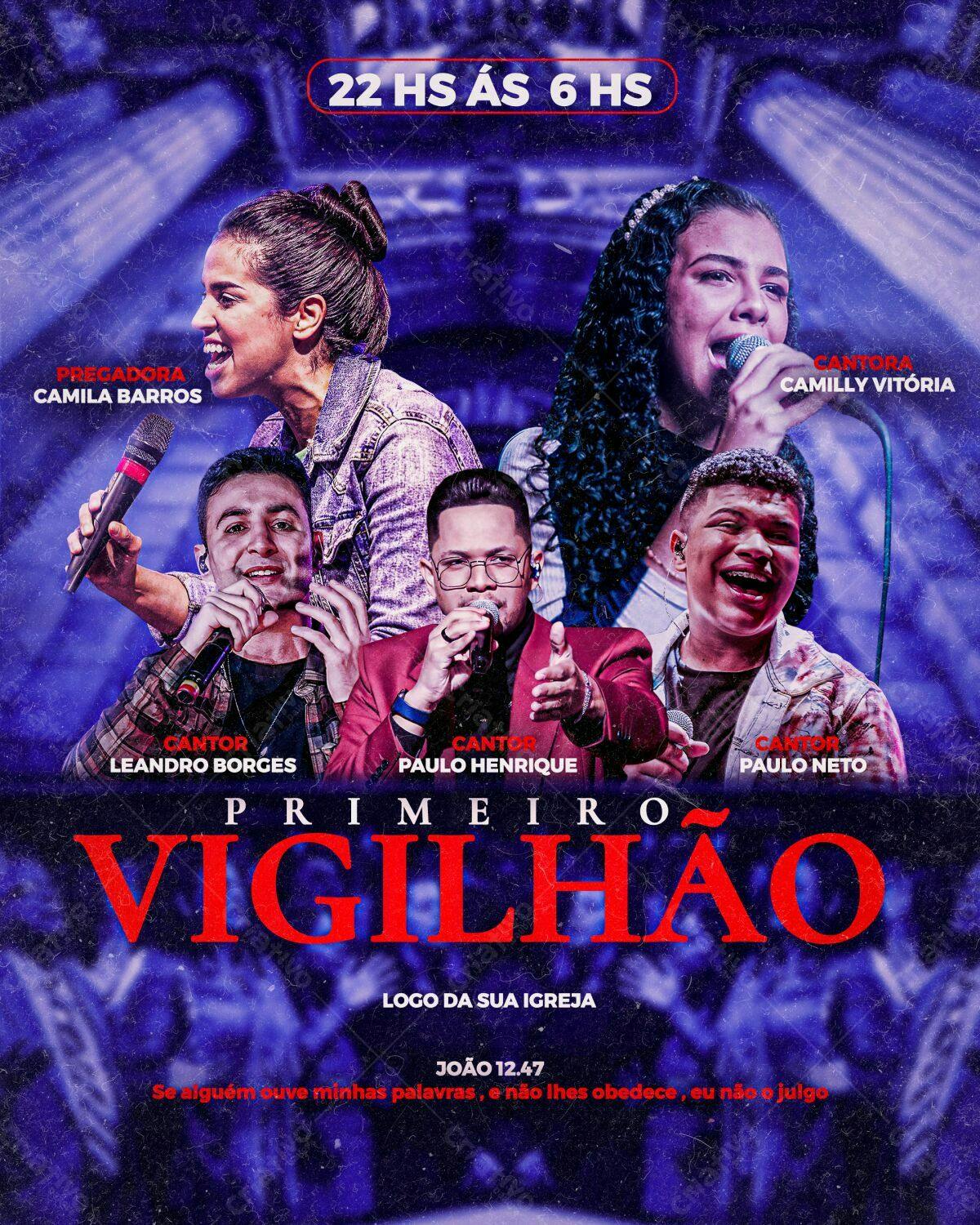 Flyer para Vigília Cristã PSD Editável