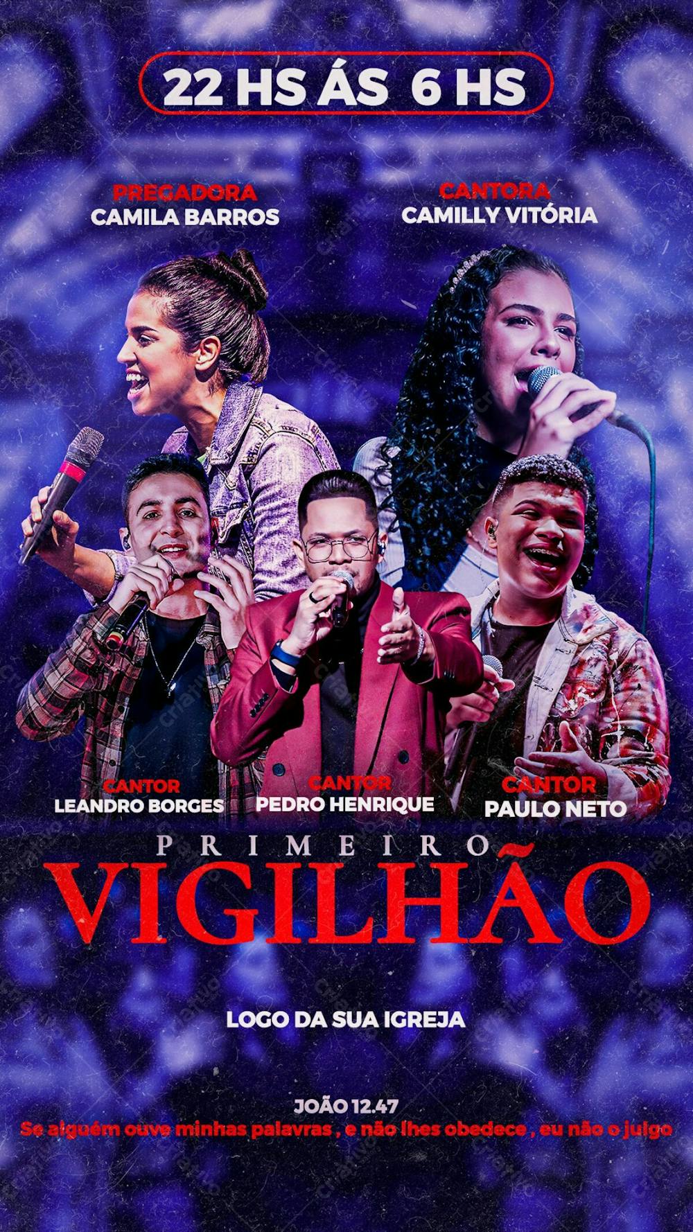 Flyer Gospel Primeiro Vigilhão Story