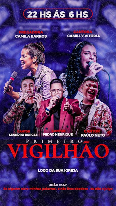 Flyer Gospel Primeiro Vigilhão Story
