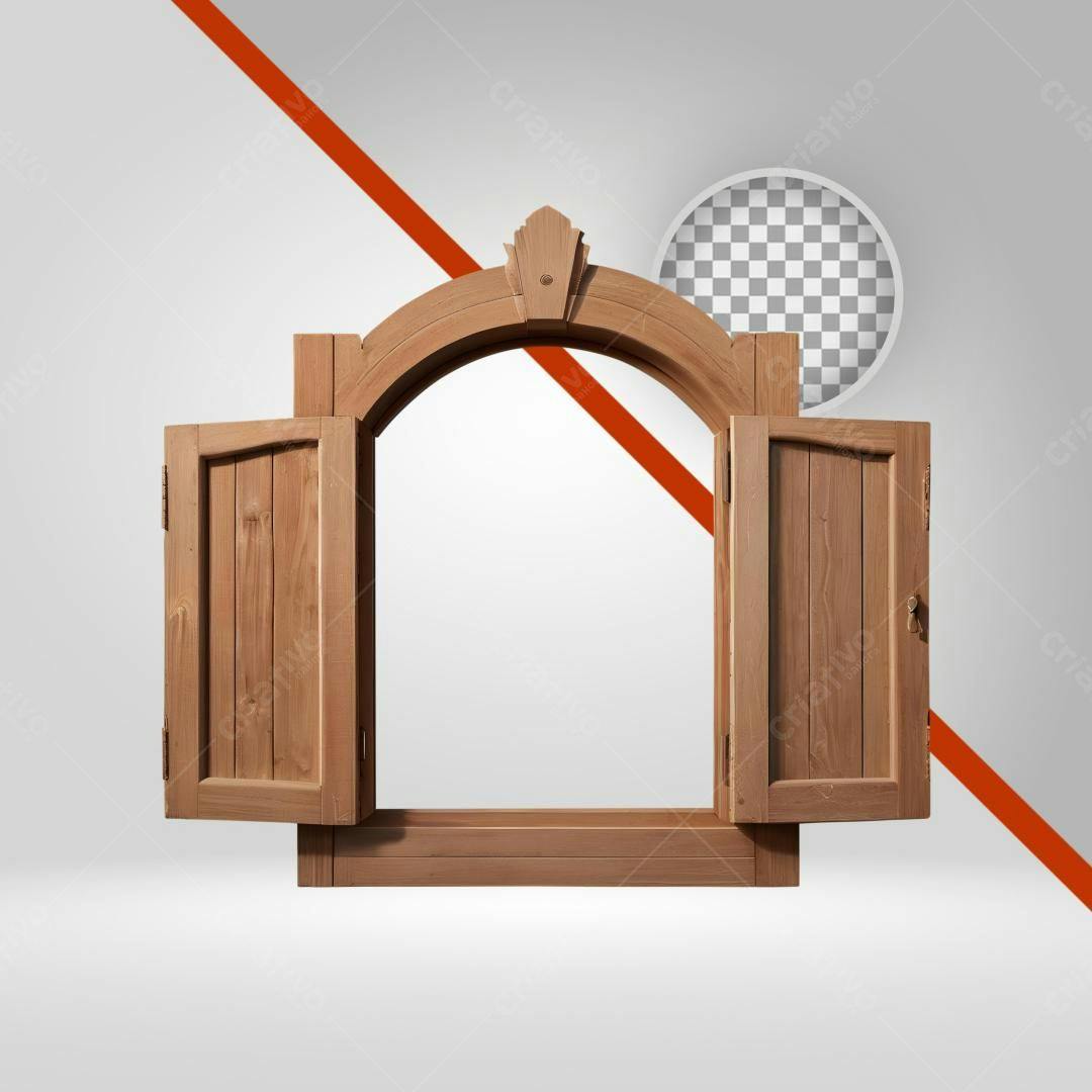 Janela de madeira PNG com fundo transparente