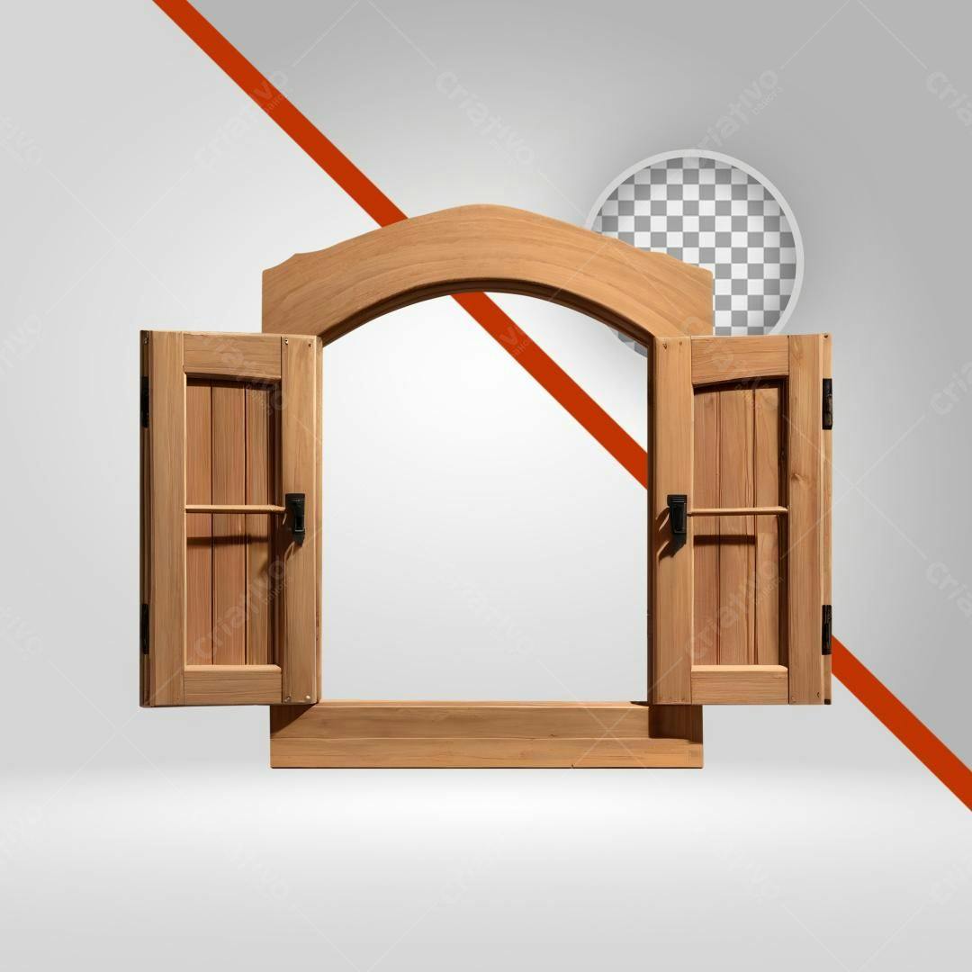 Janela de madeira PNG com fundo transparente