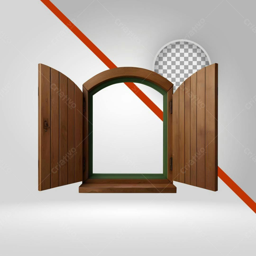 Janela de madeira PNG com fundo transparente