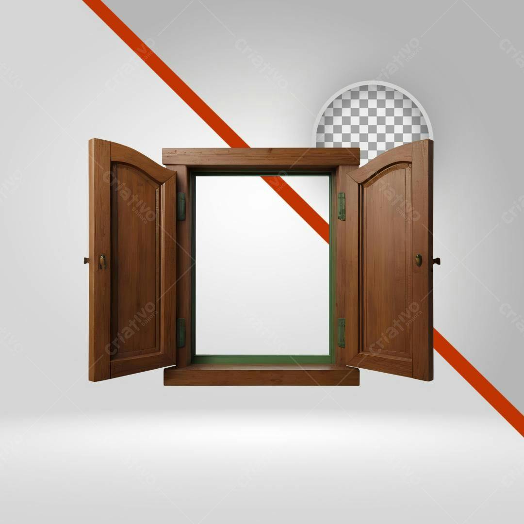 Janela de madeira PNG com fundo transparente