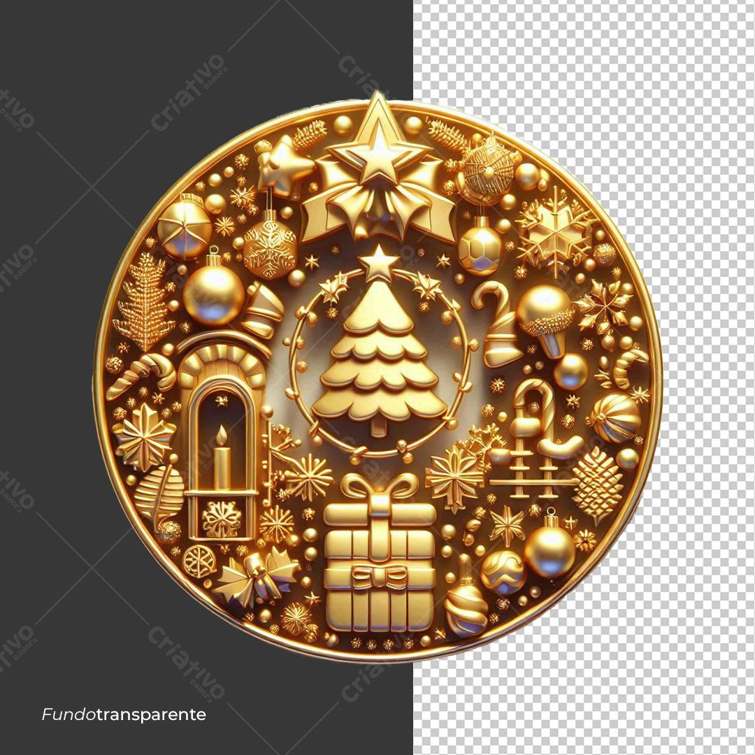 Icone Natalino Dourado PNG com fundo transparente