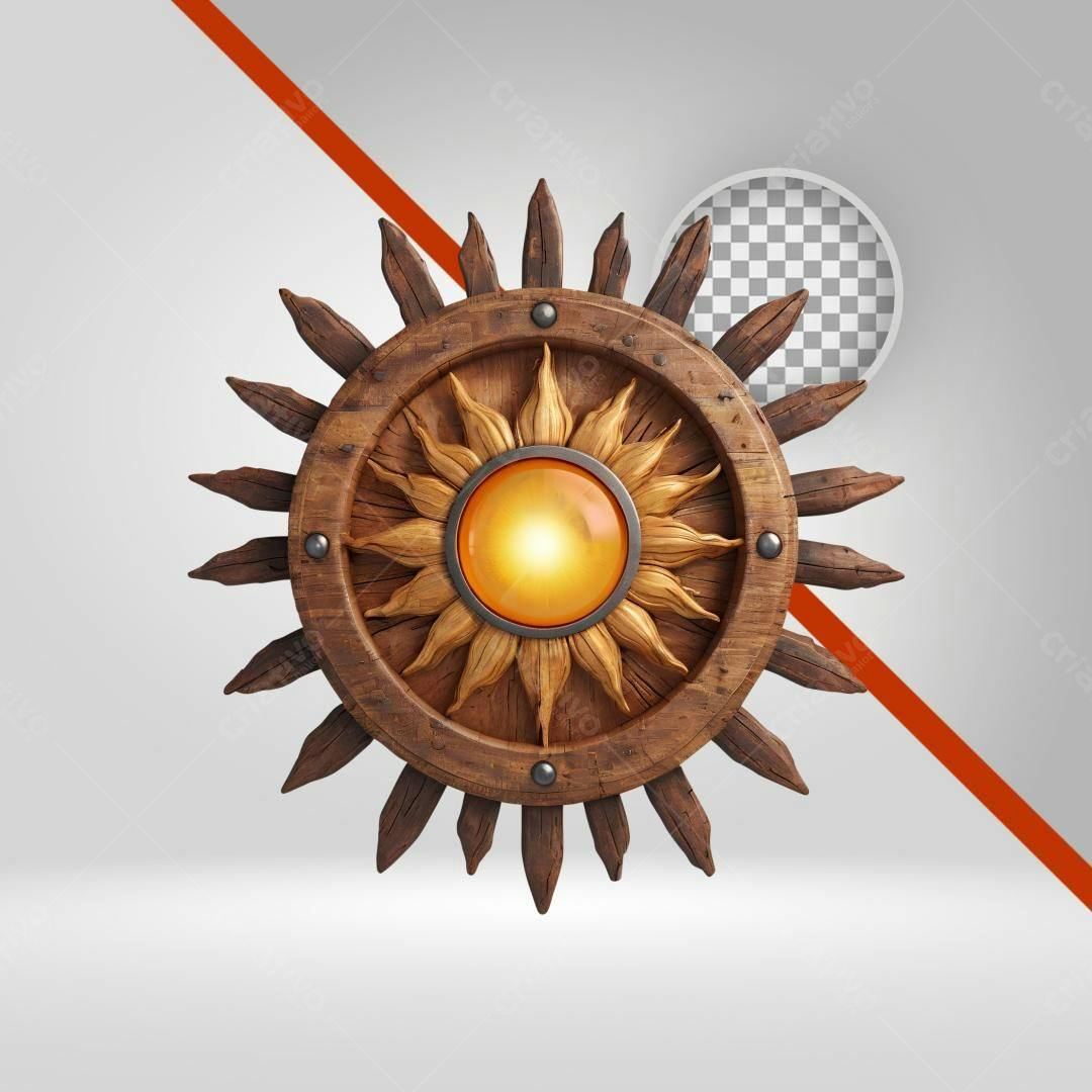 Icone Sol em Madeira PNG com fundo transparente