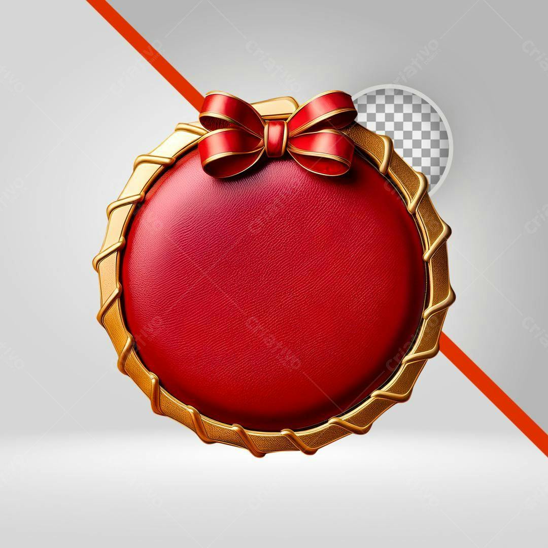 Selo Natalino Vermelho e Dourado PNG com fundo transparente
