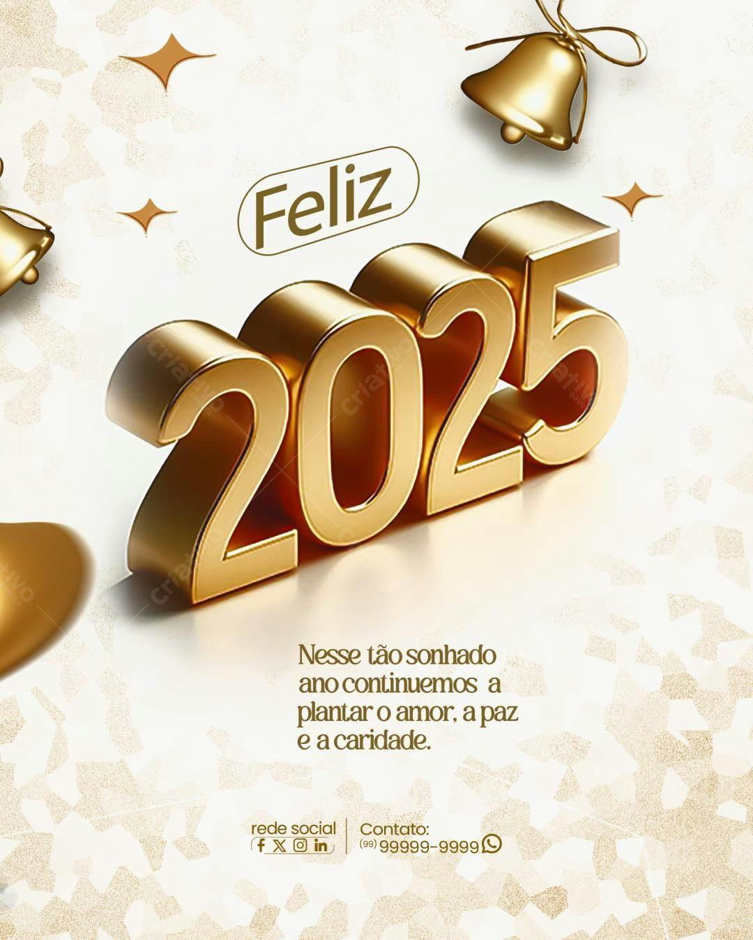 Postagem Feliz Ano Novo 2025 PSD Editável