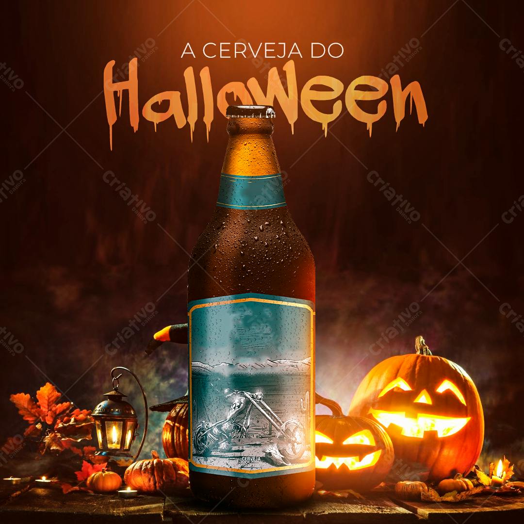 Rótulo de Cerveja Halloween PSD Editável