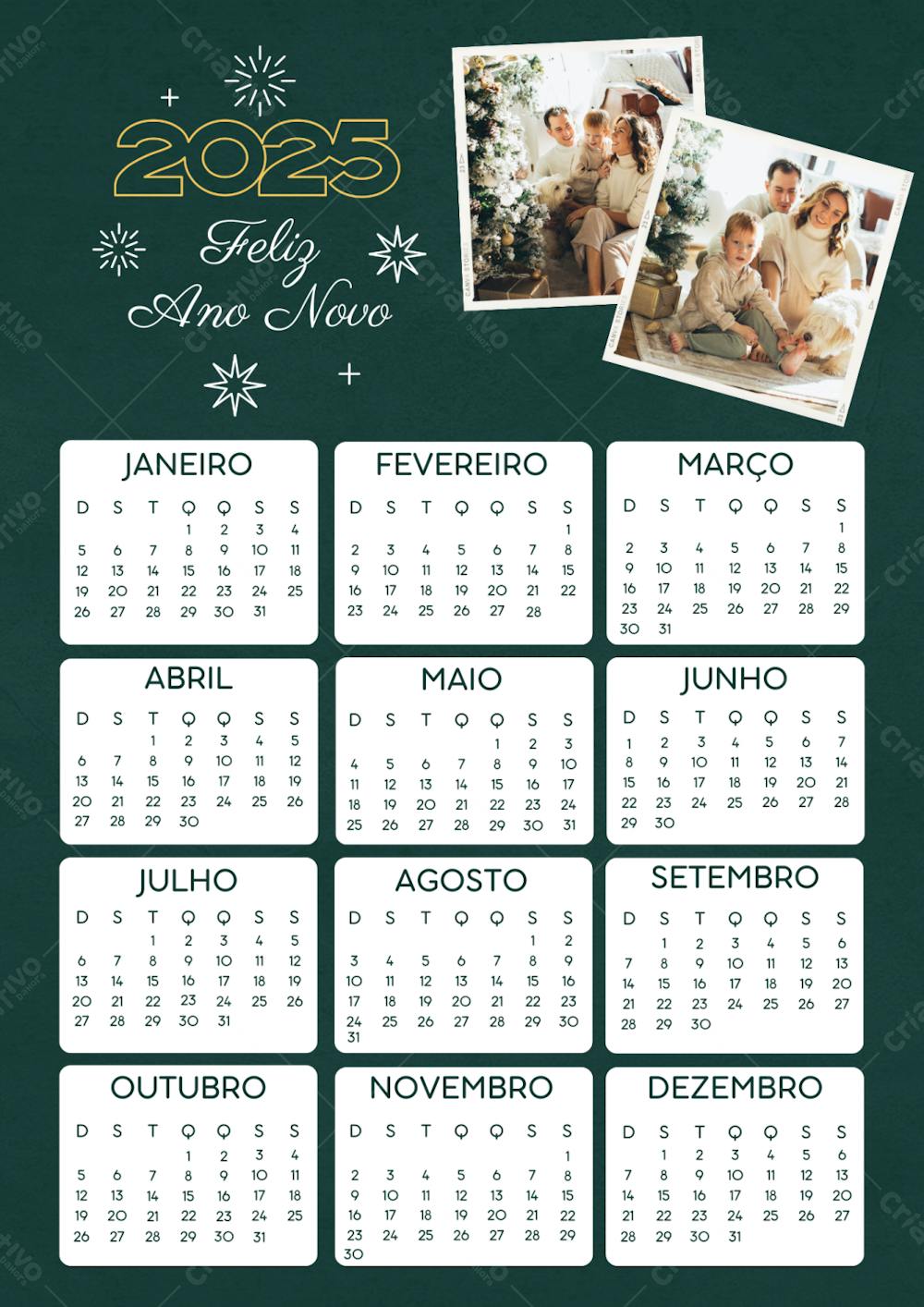 Calendário Ano Novo 2025 Com Foto