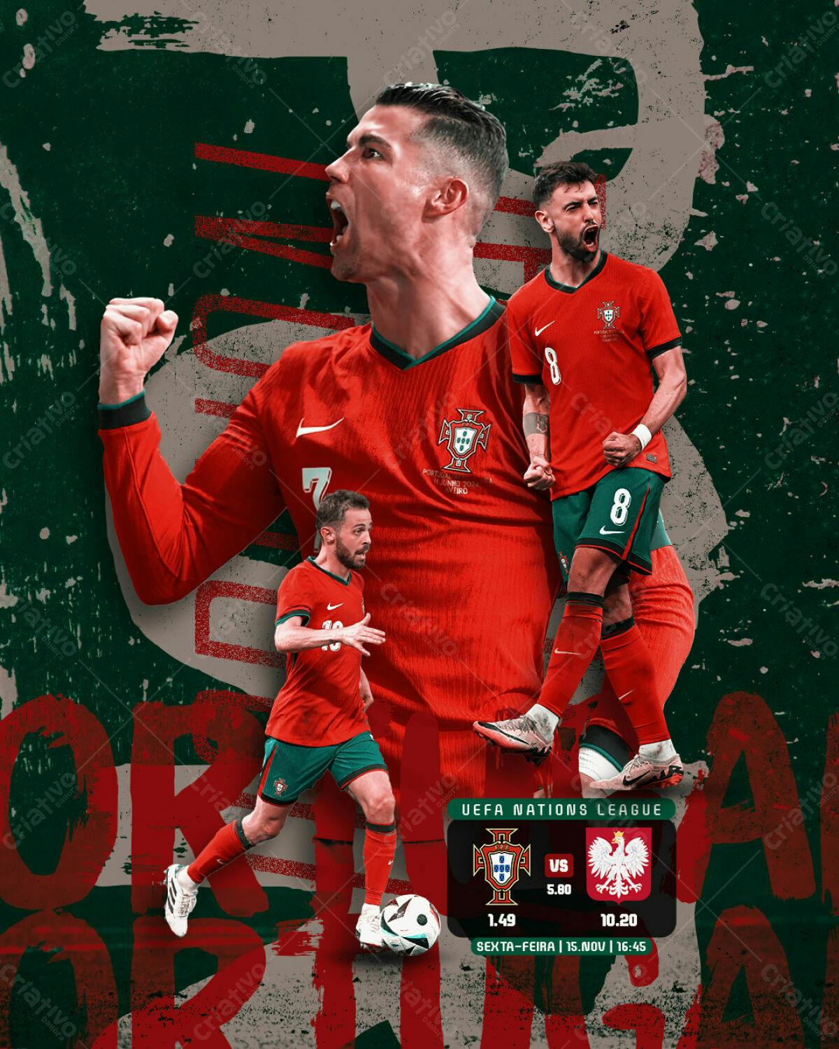 Poster UEFA Nations League Portugal x Polônia PSD Editável