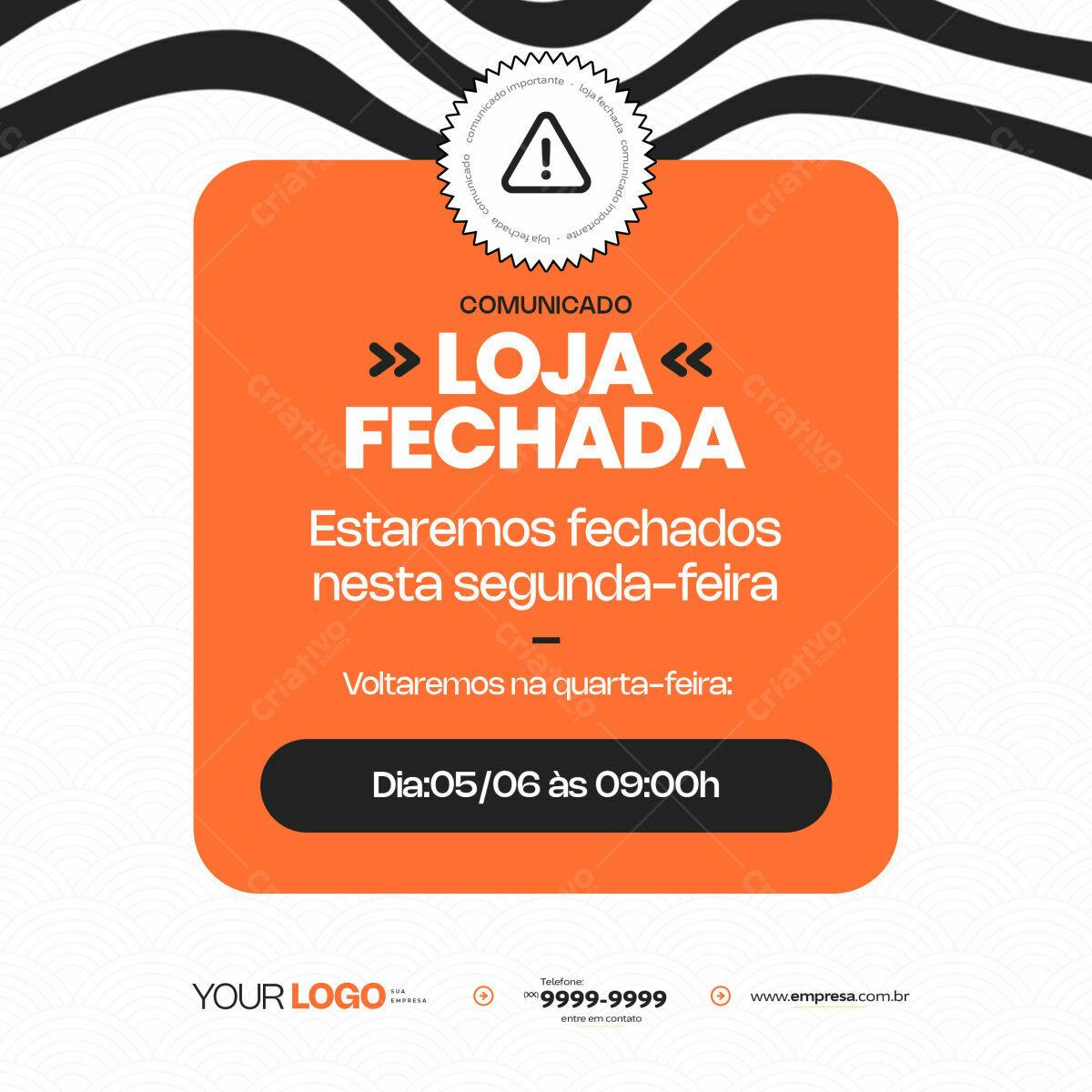 Comunicado Loja Fechada PSD Editável