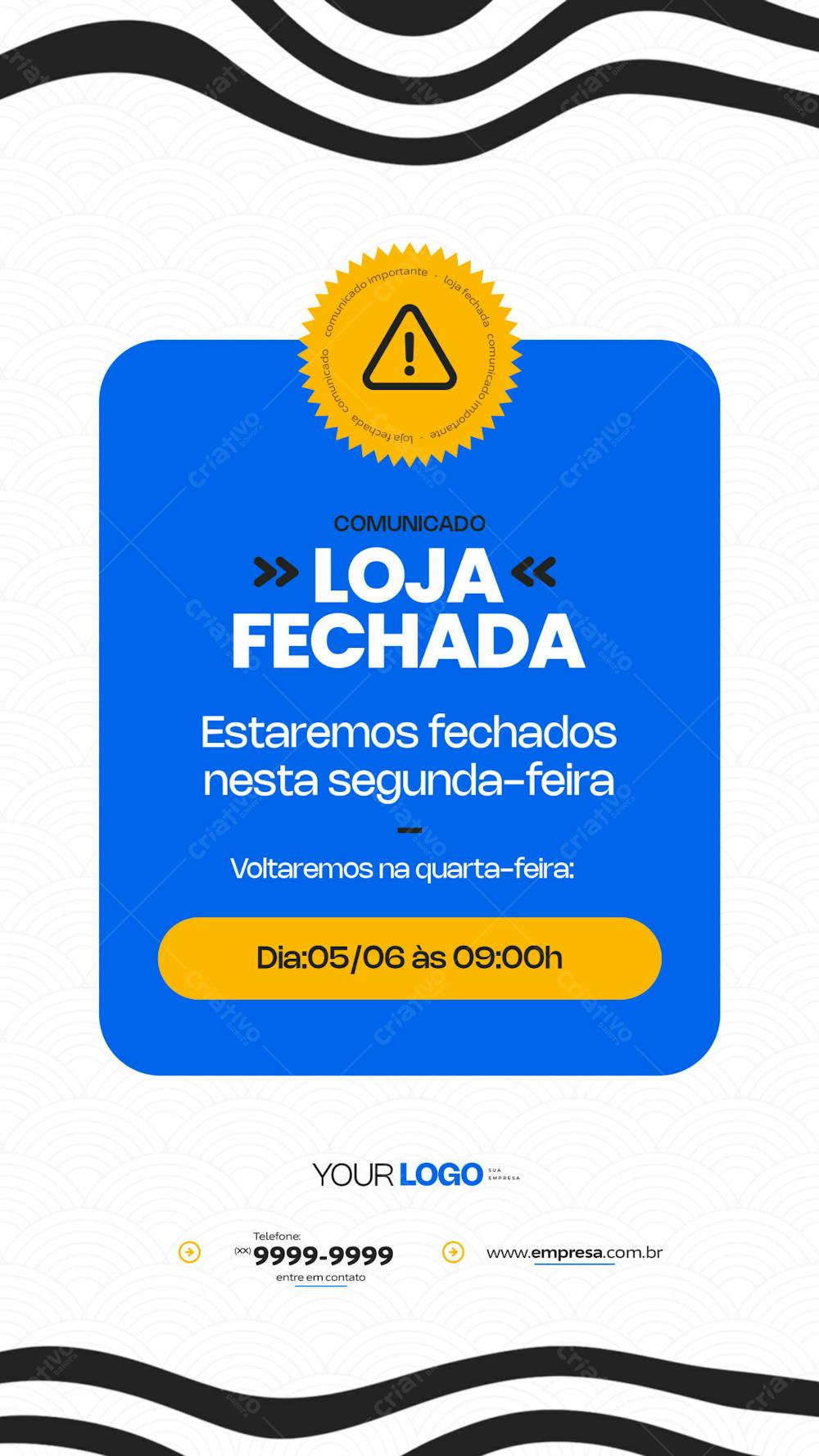 Comunicado De Aviso Importante De Loja Fechada