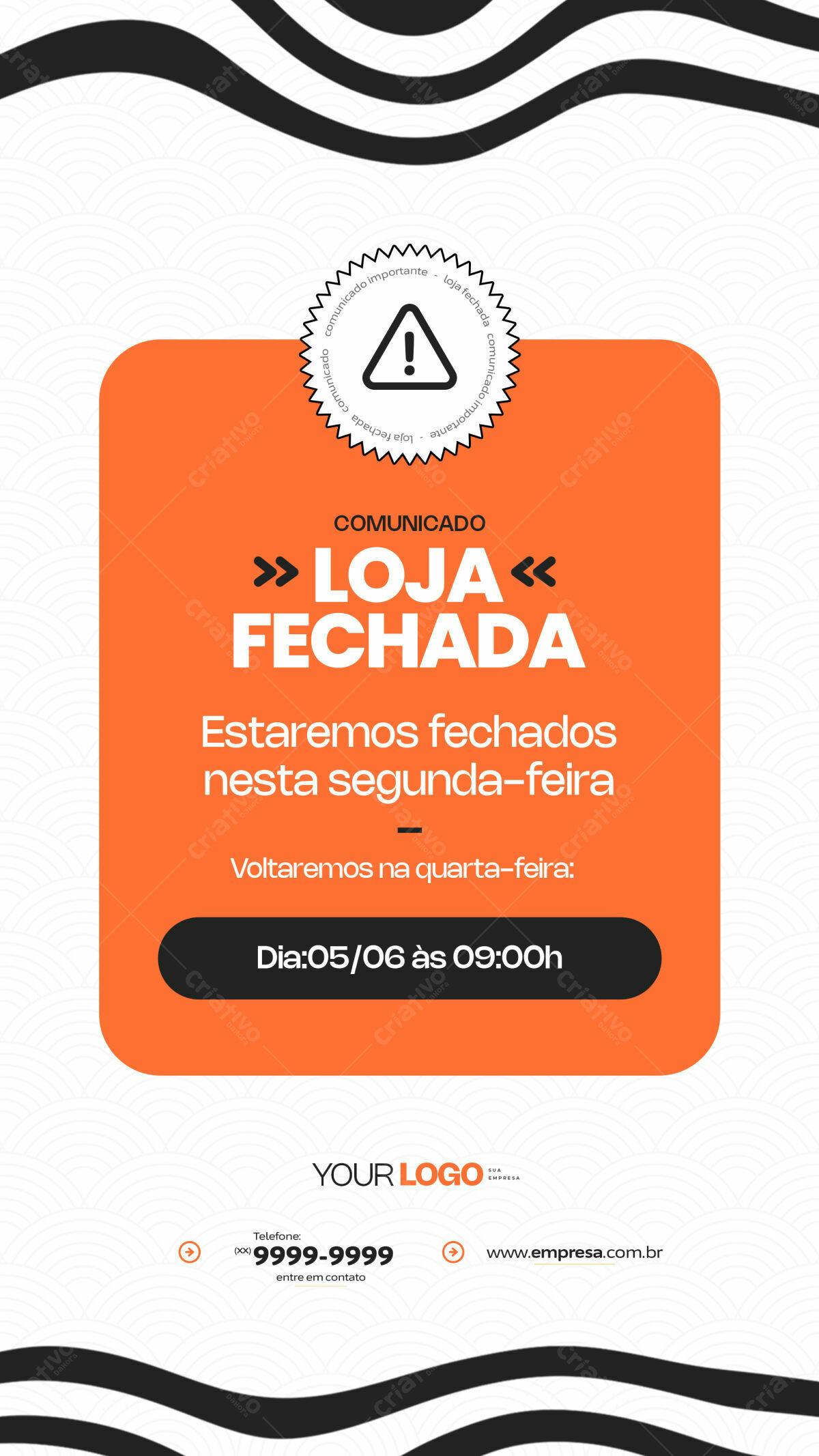 Comunicado Loja Fechada PSD Editável