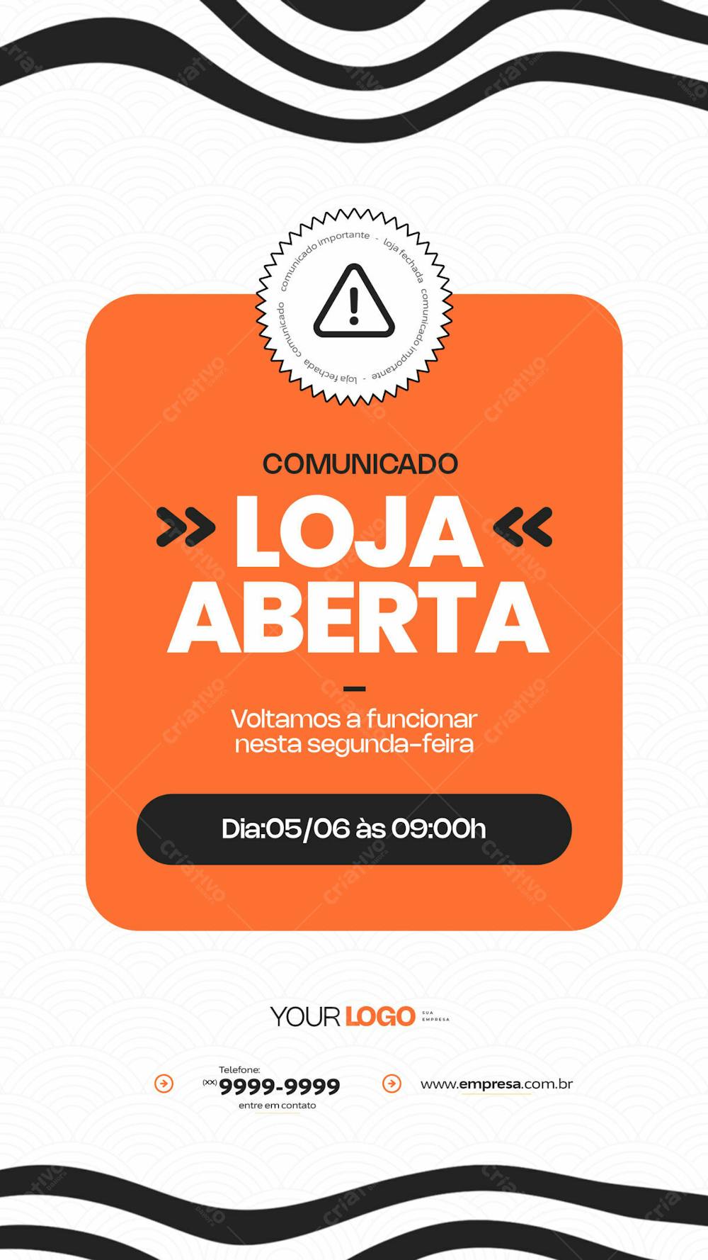 Confira O Comunicado De Nossa Loja Aberta No Dia