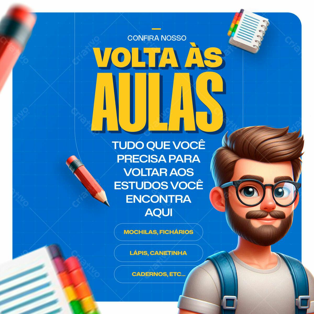 Flyer Volta às Aulas PSD Editável