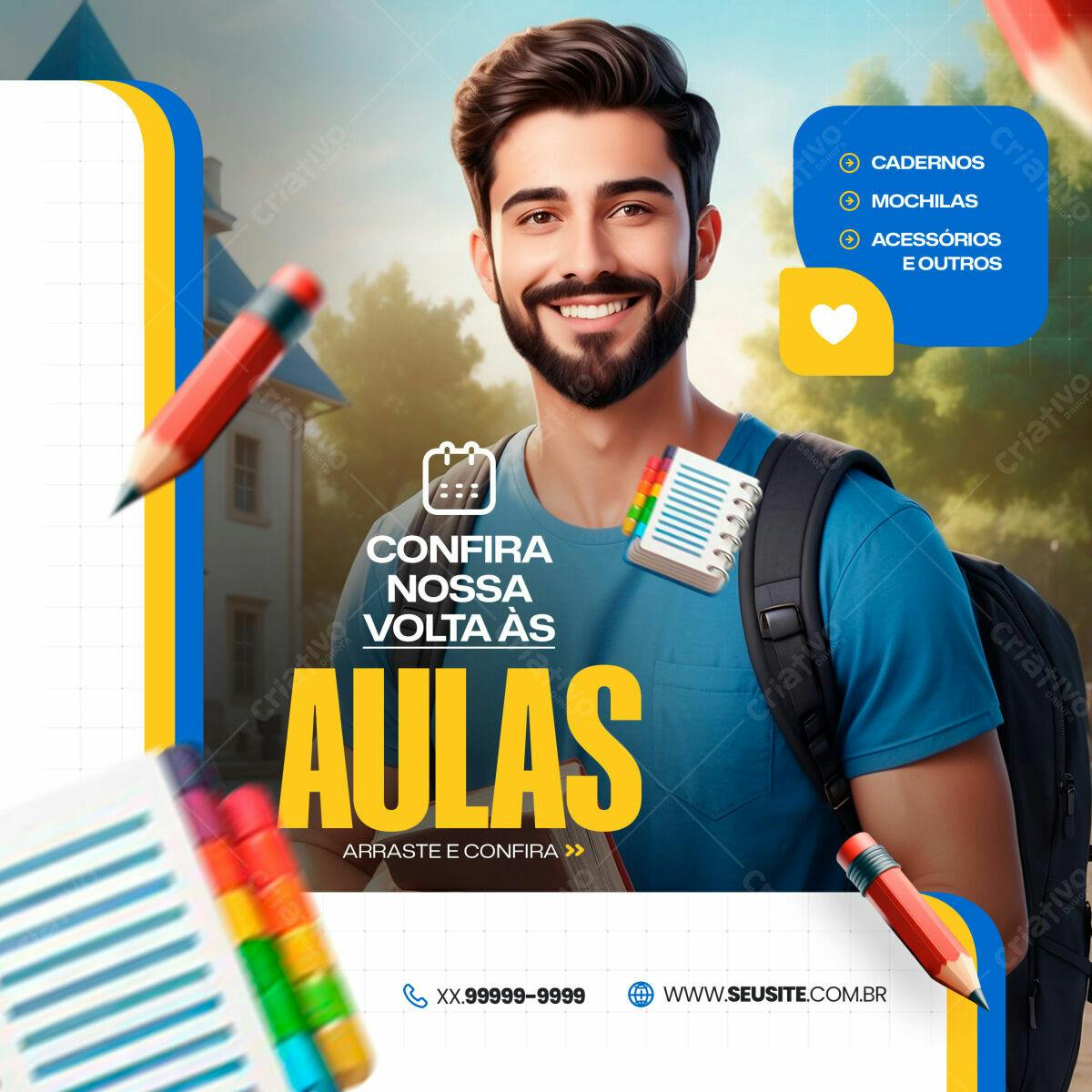 Flyer Volta às Aulas PSD Editável