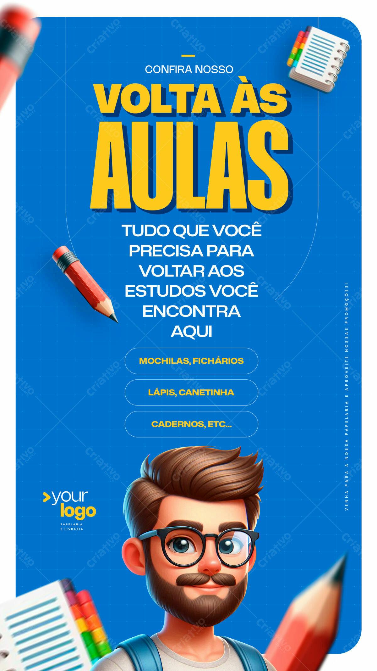Flyer Volta às Aulas PSD Editável