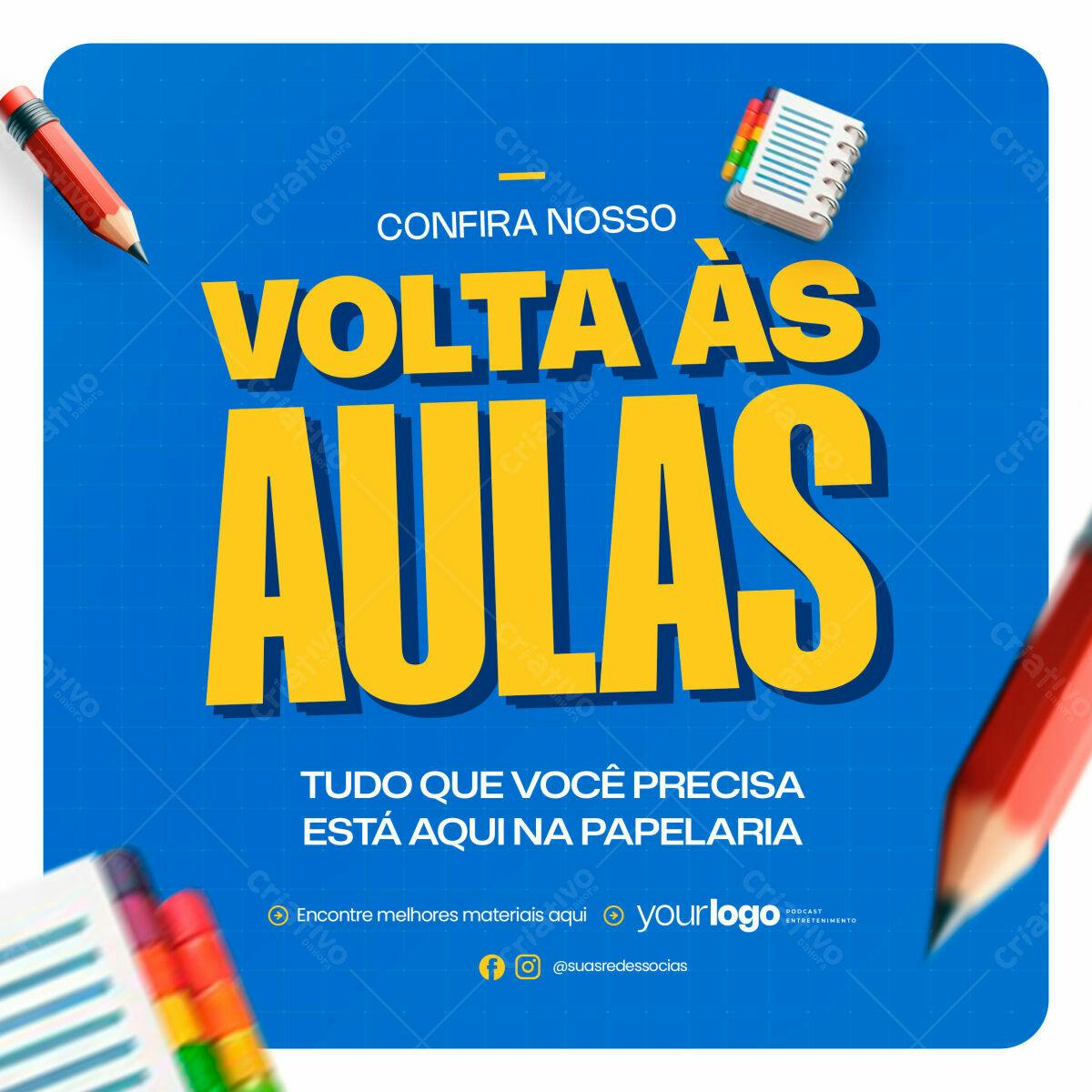 Postagem Volta às Aulas PSD Editável