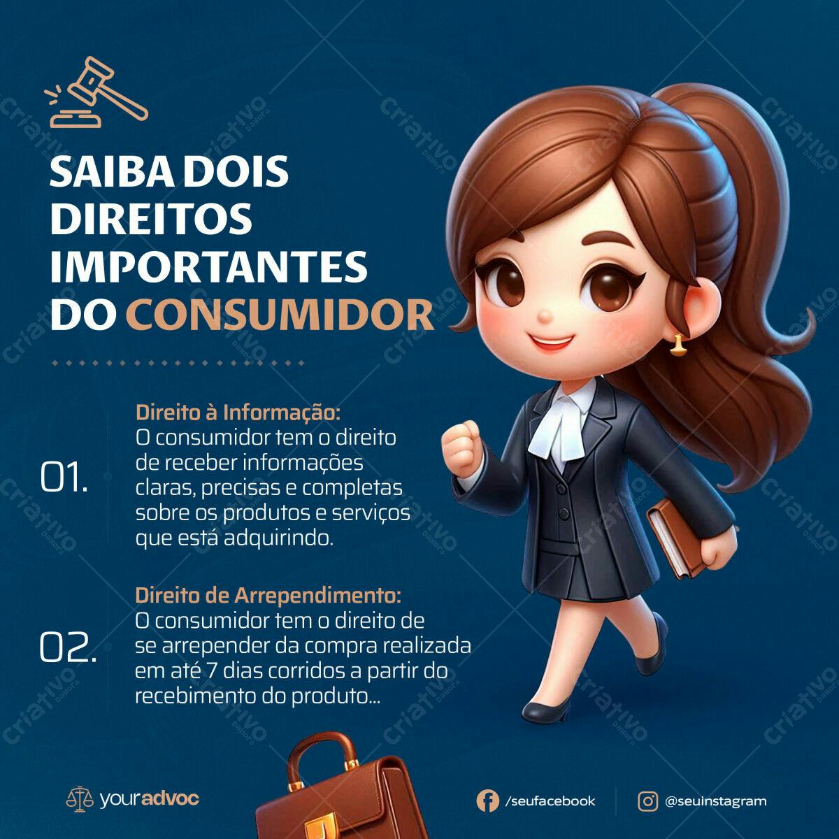Post para Redes Sociais Direitos do Consumidor PSD Editável