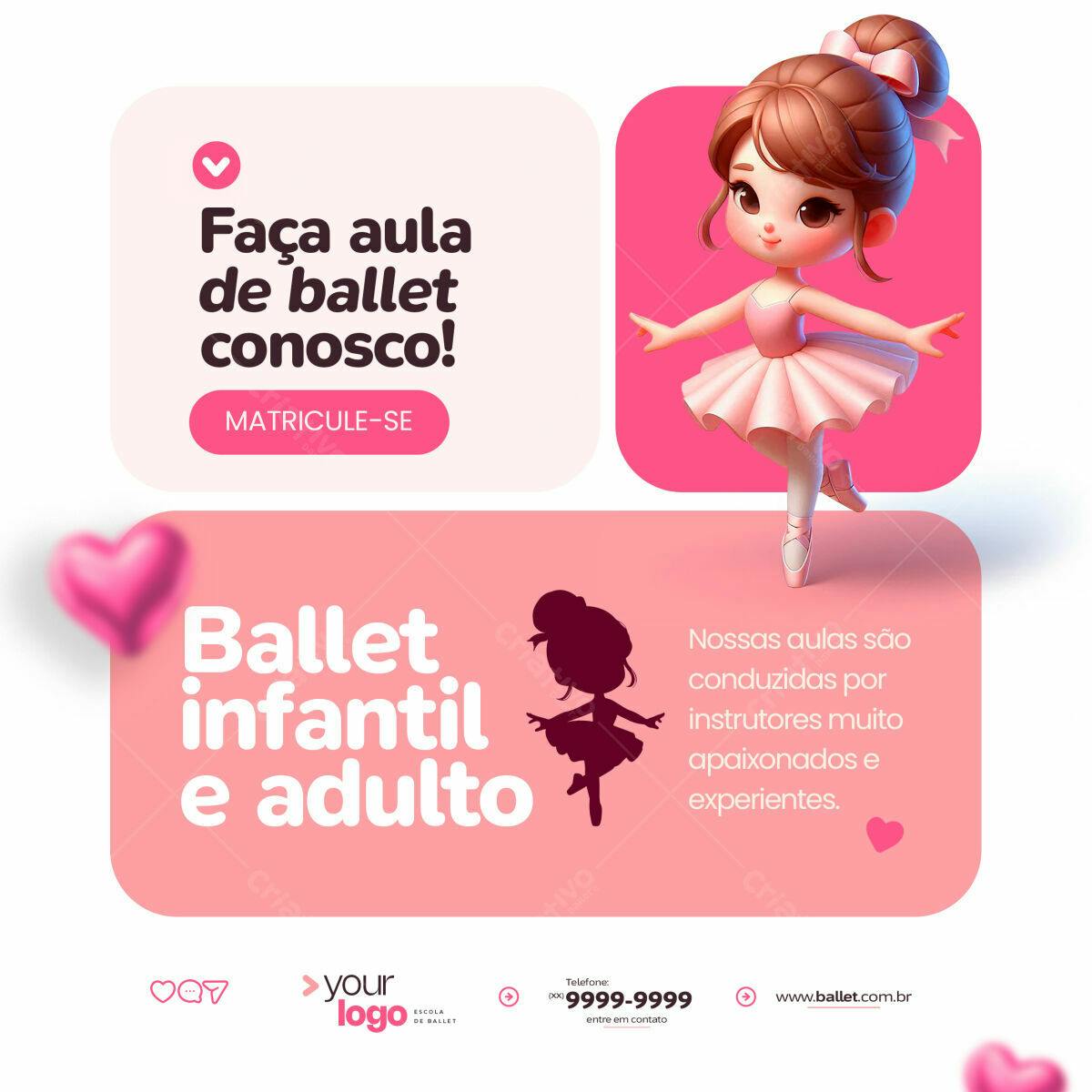 Banner Ballet Infantil e Adulto PSD Editável